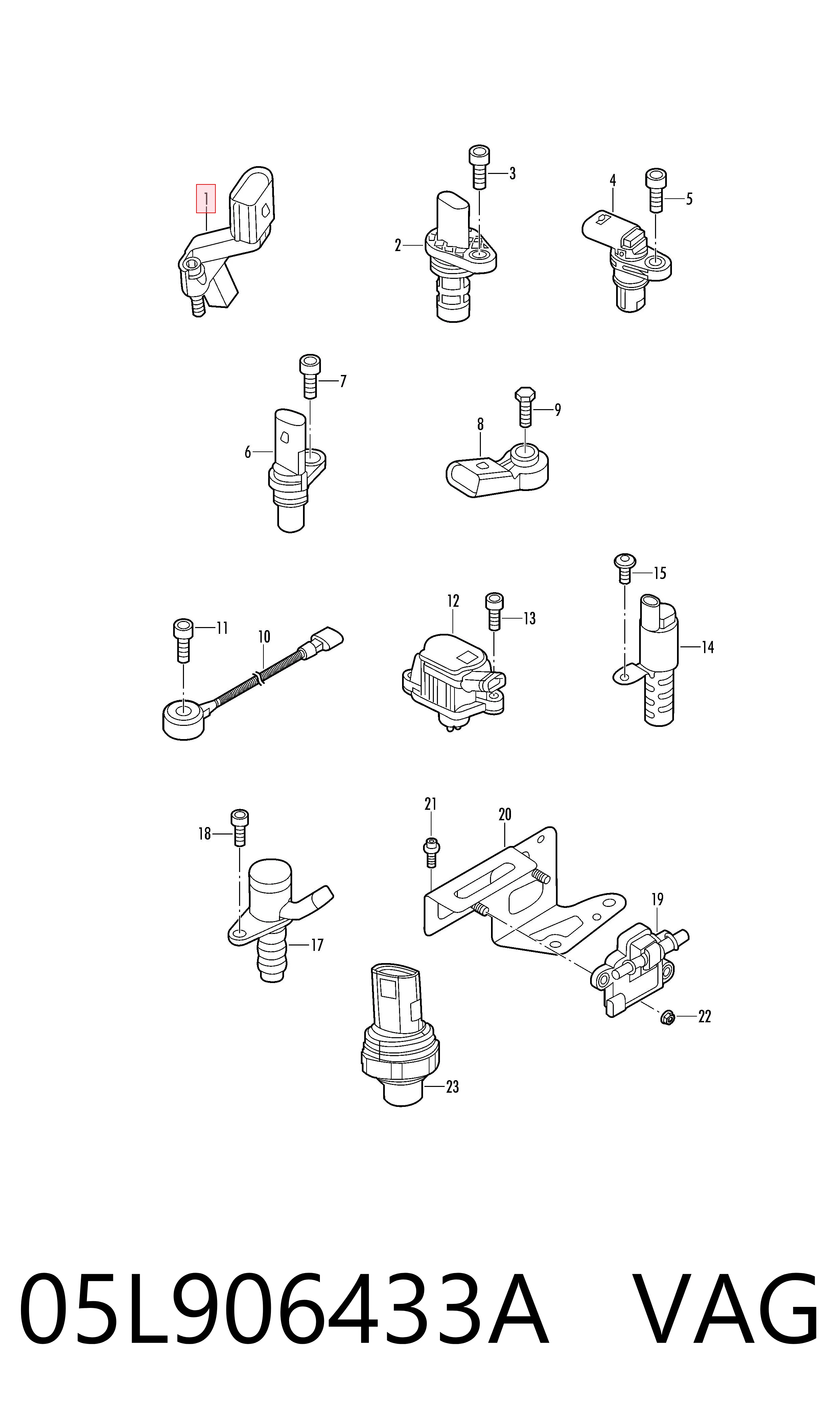 05L906433A VAG Sensor de posição (de revoluções) de cambota