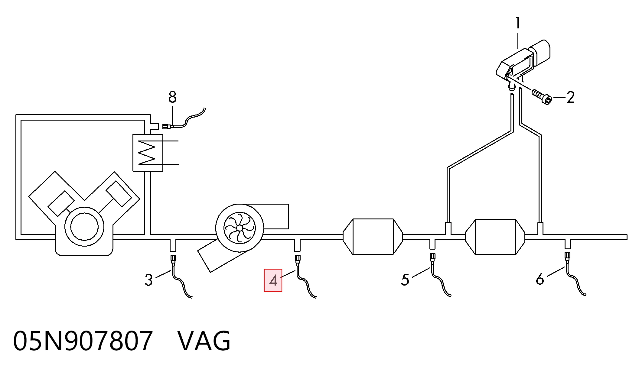 05N907807 VAG Sensor de óxidos de nitrogênio NOX