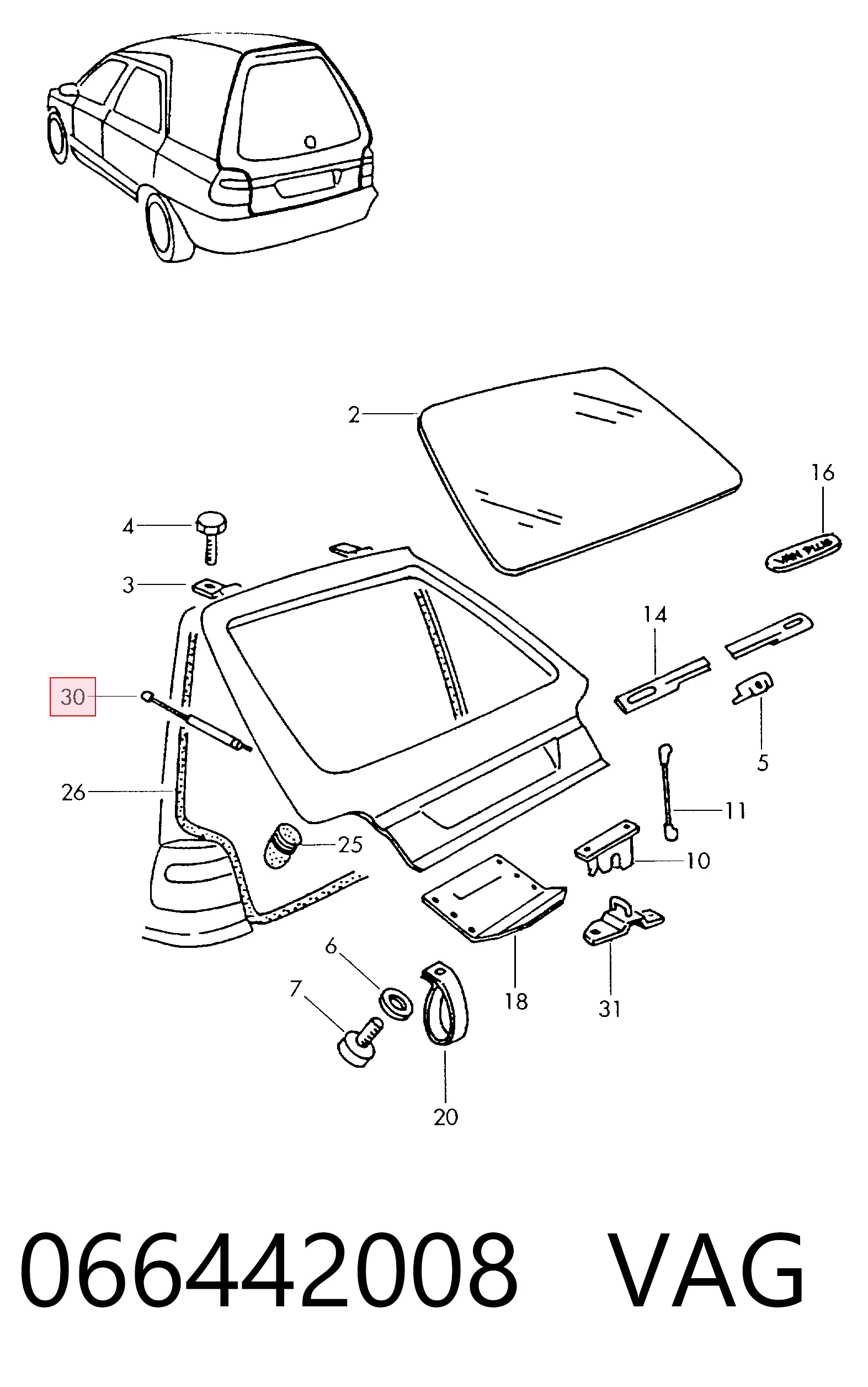 Amortecedor de tampa de porta-malas (de 3ª/5ª porta traseira) Skoda Felicia II 6U5 ao melhor preço