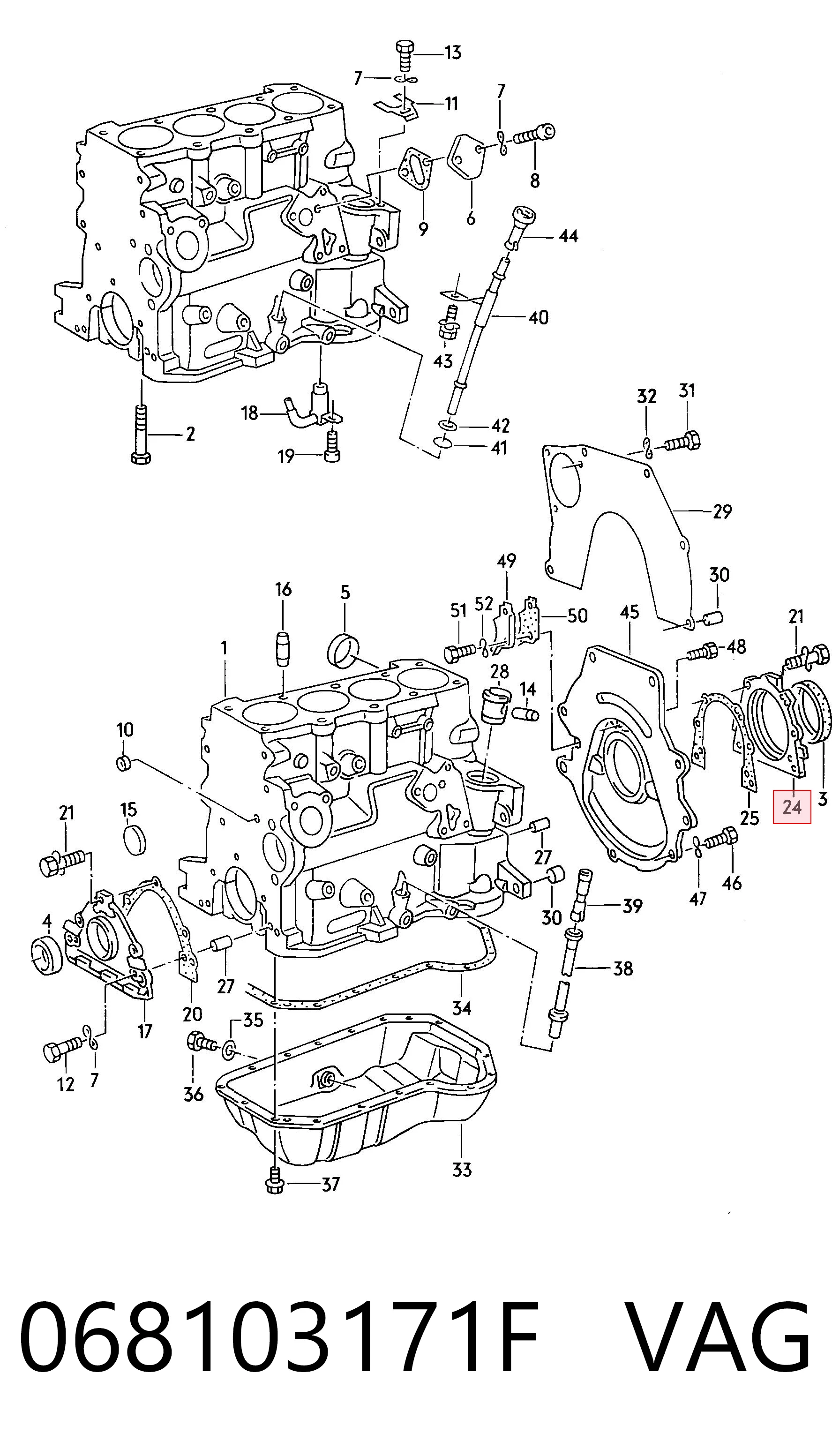 068103171F VAG Vedação traseira de cambota de motor