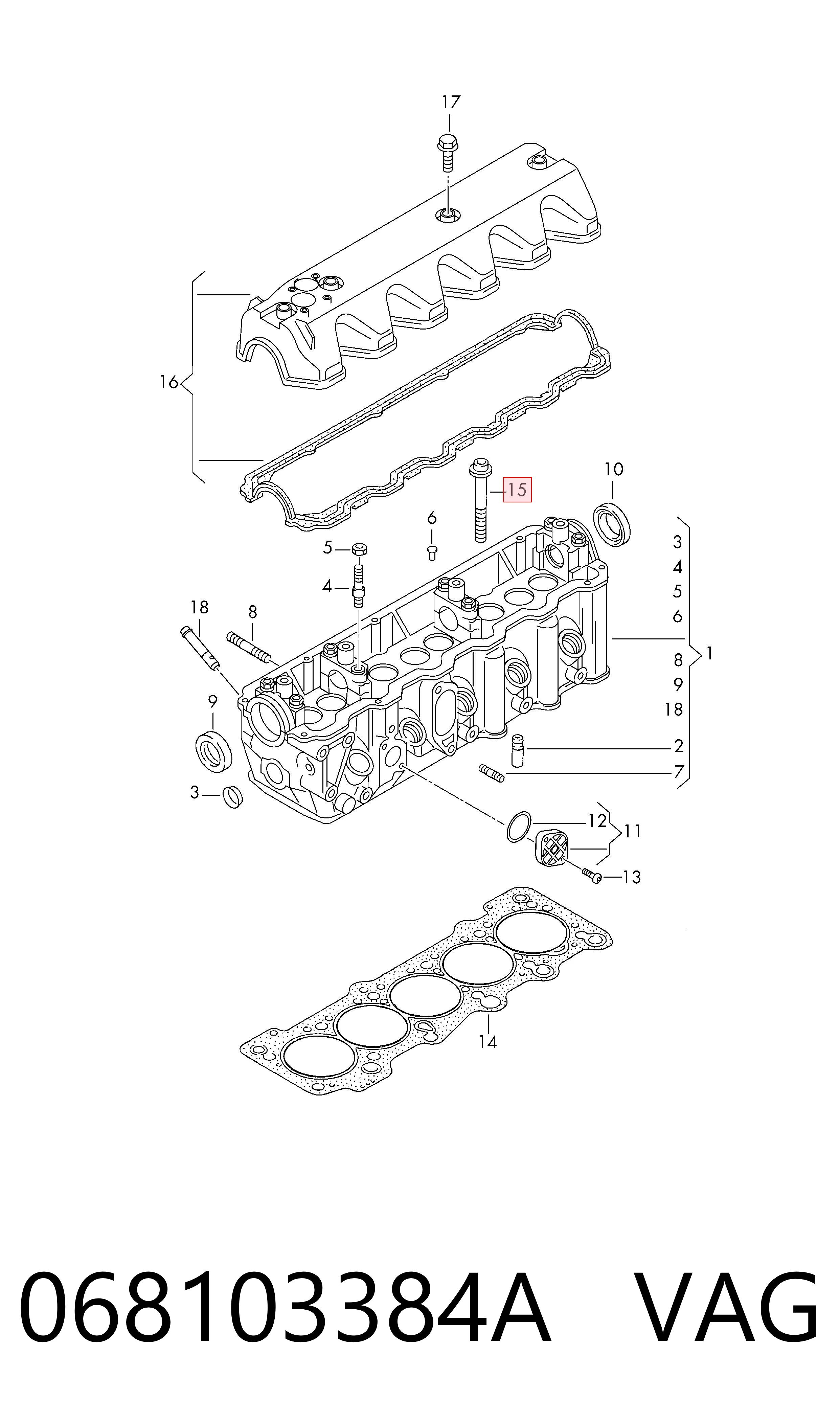 068103384A VAG Parafuso de cabeça de motor (CBC)
