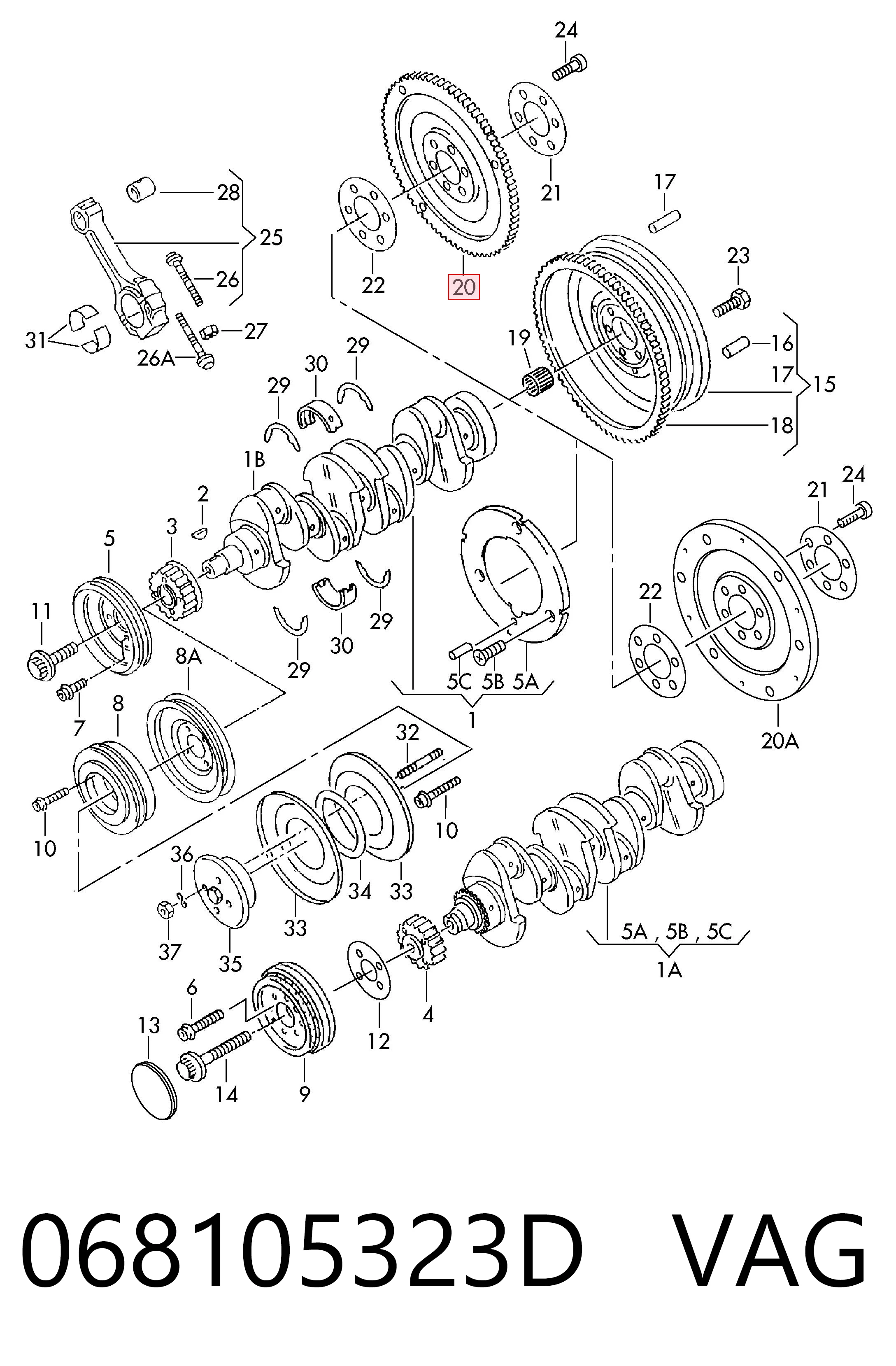 068105323D VAG Volante de motor