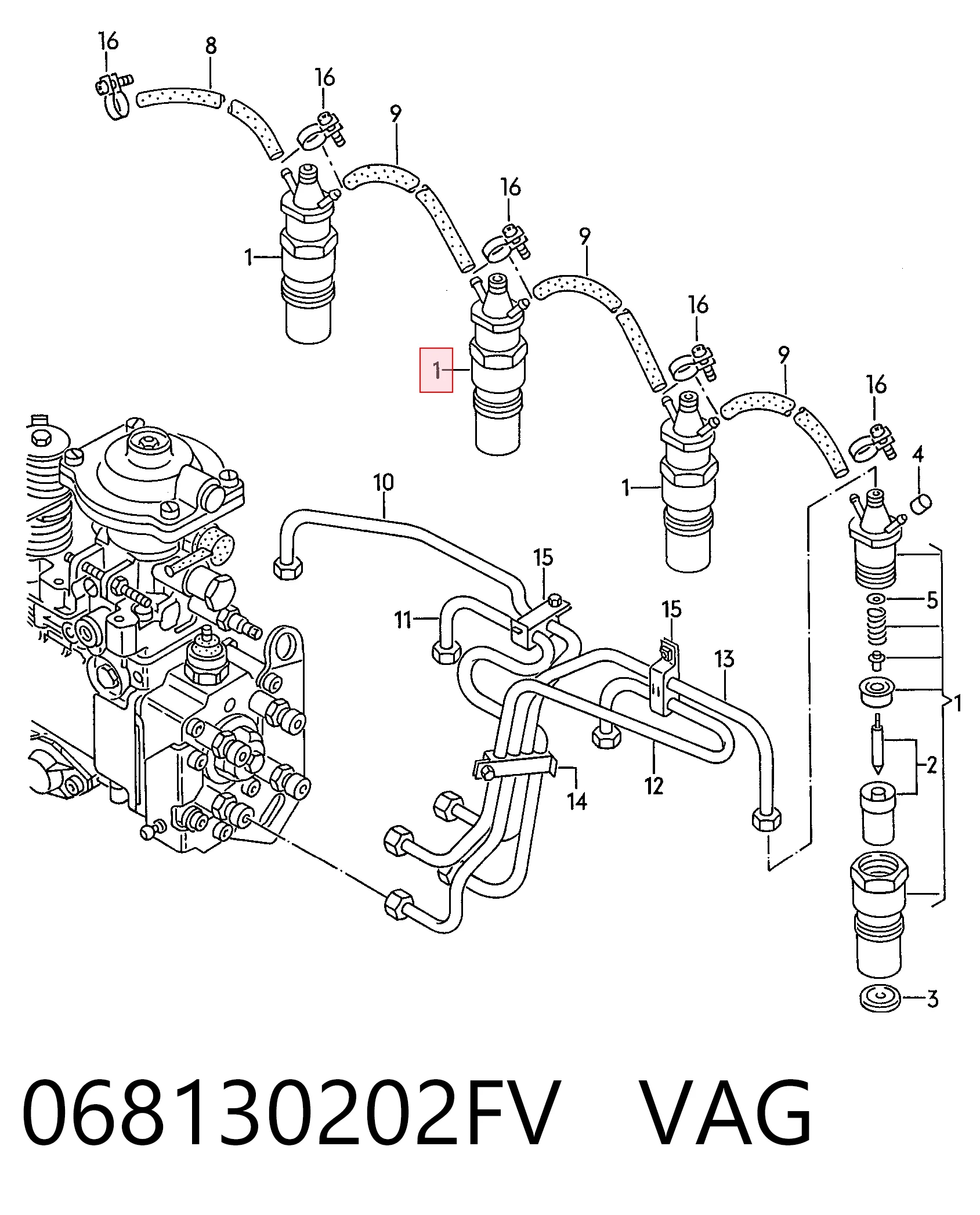 Injetor de injeção de combustível para Volkswagen Caddy II 9K9
