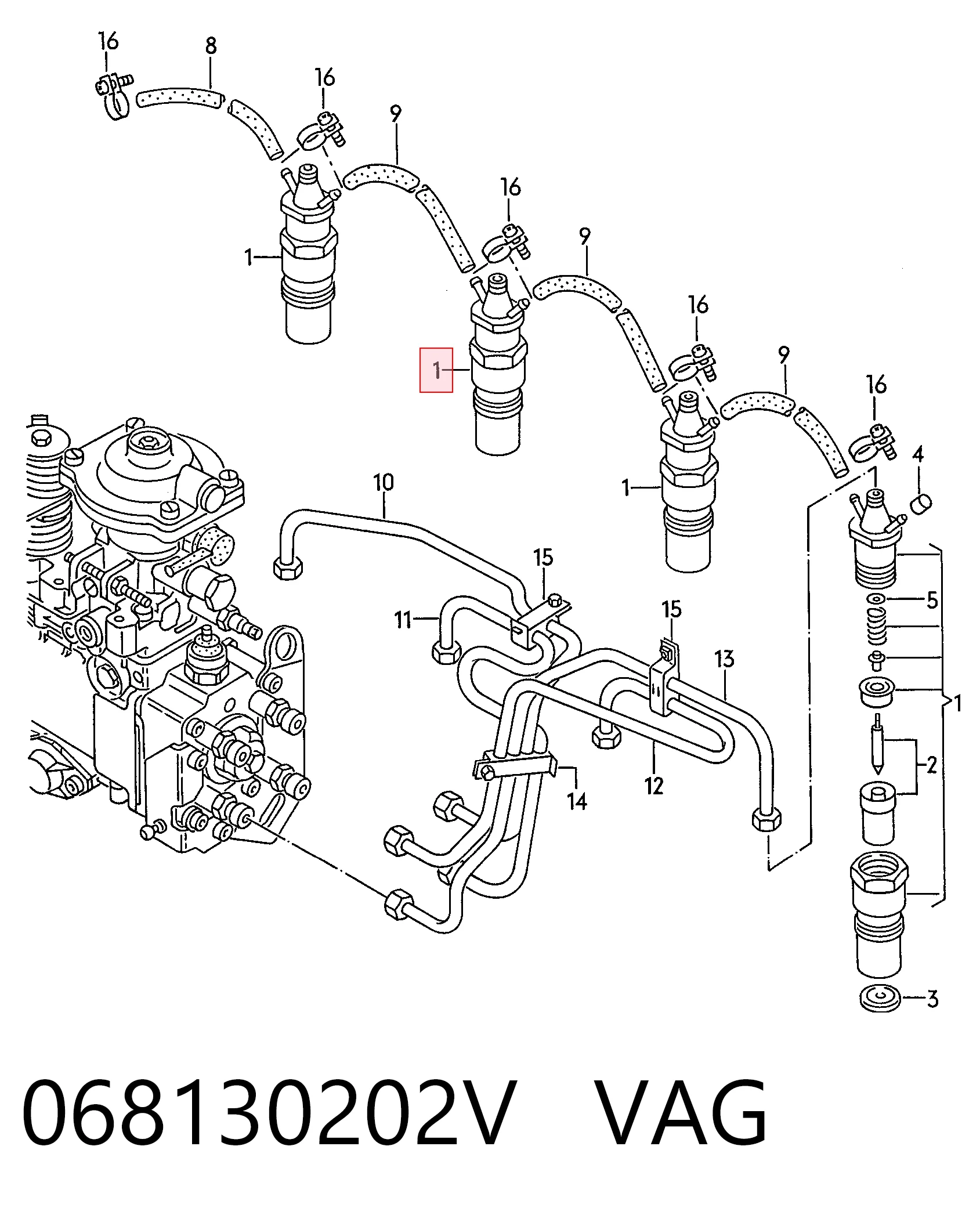 Injetor de injeção de combustível para Volkswagen Transporter T4 70B, 70C, 7DB, 7DK, 70J, 70K, 7DC, 7DJ