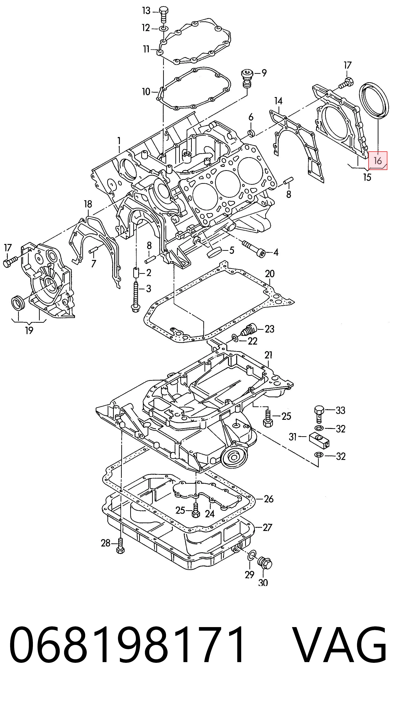 Vedação traseira de cambota de motor para Volkswagen Polo 86C