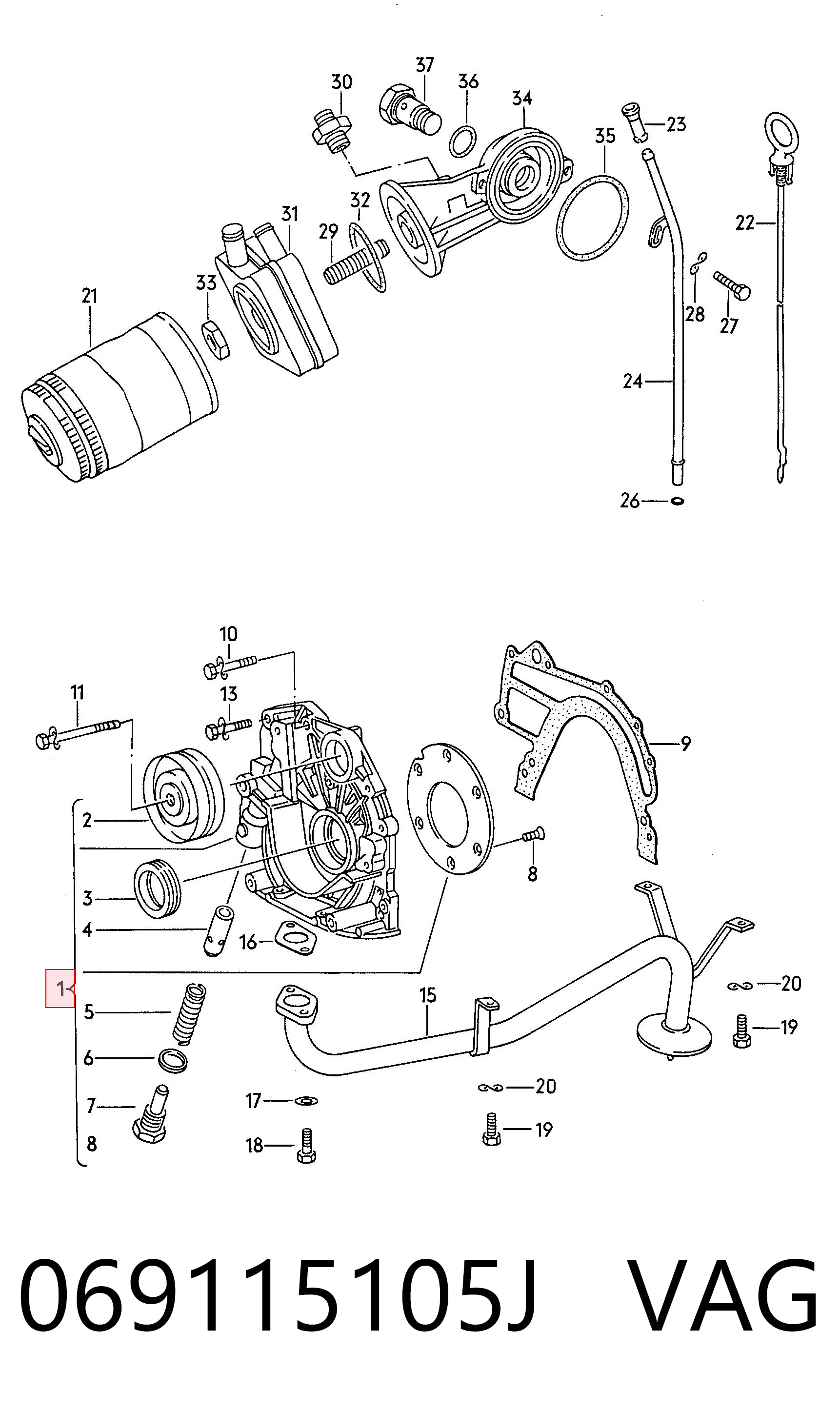 Bomba de óleo Volkswagen LT I 281-363, 21A, 21B, 21D, 21E ao melhor preço
