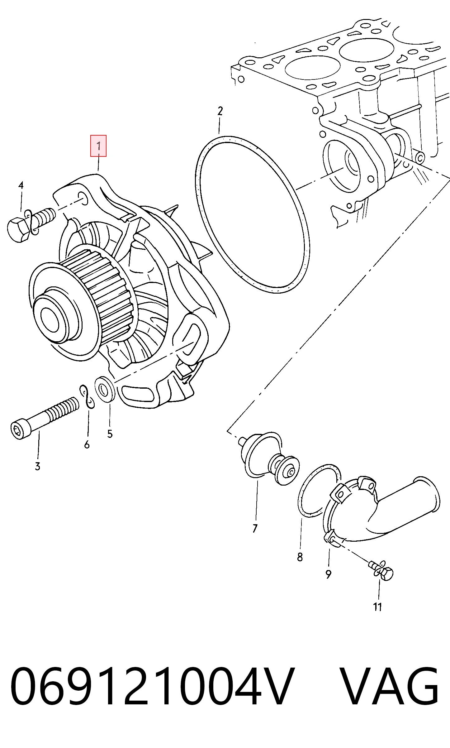 Bomba de água (bomba) de esfriamento MPQ1191 Magneti Marelli