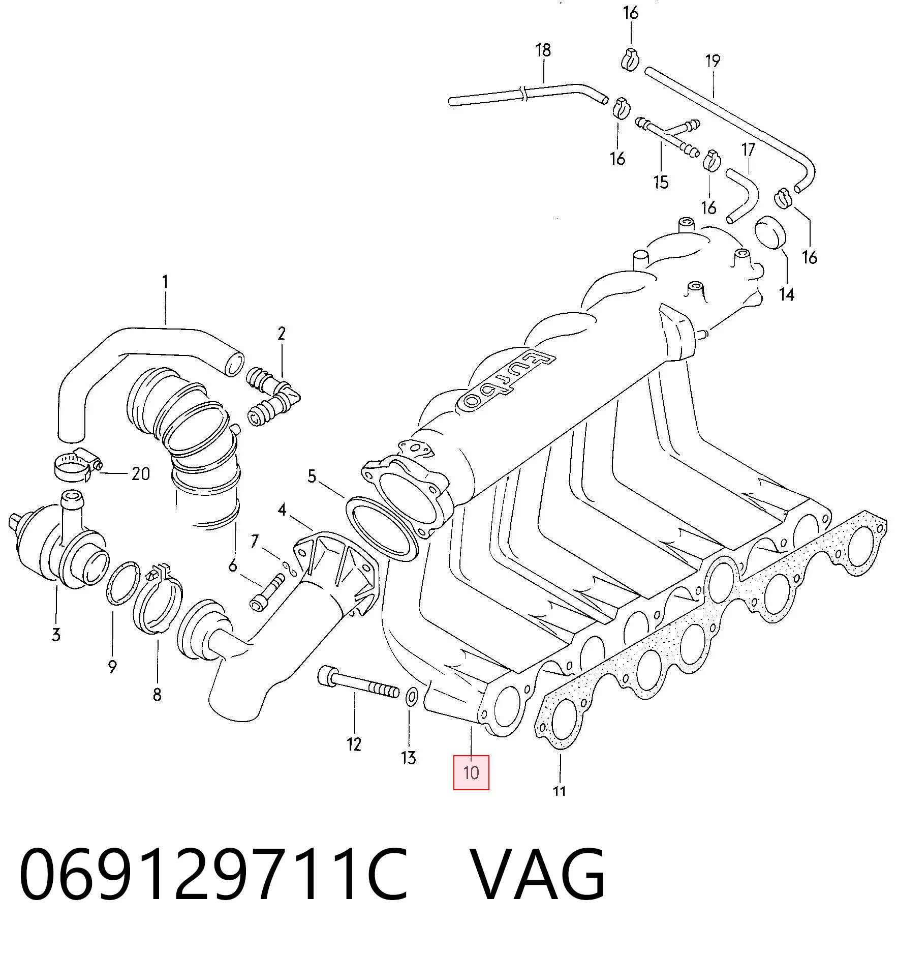 Tubo coletor de admissão Audi 100  44, 44Q ao melhor preço