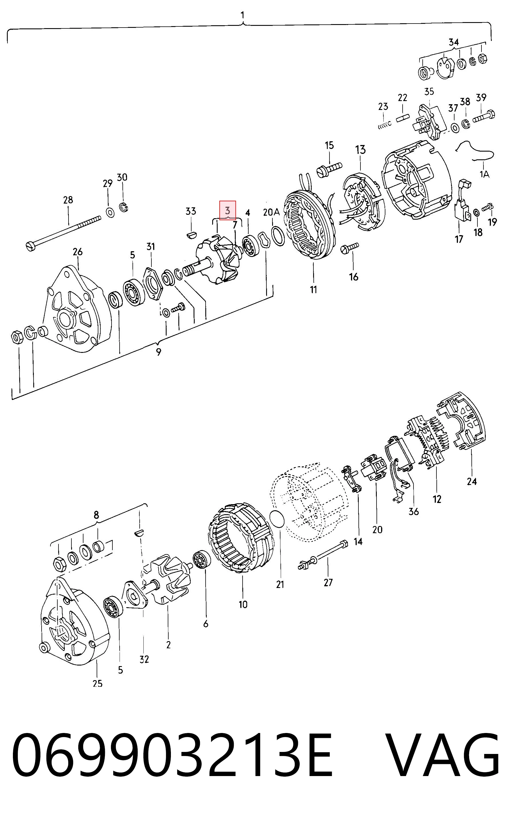 Induzido (rotor) do gerador Audi 80  81, 85 ao melhor preço