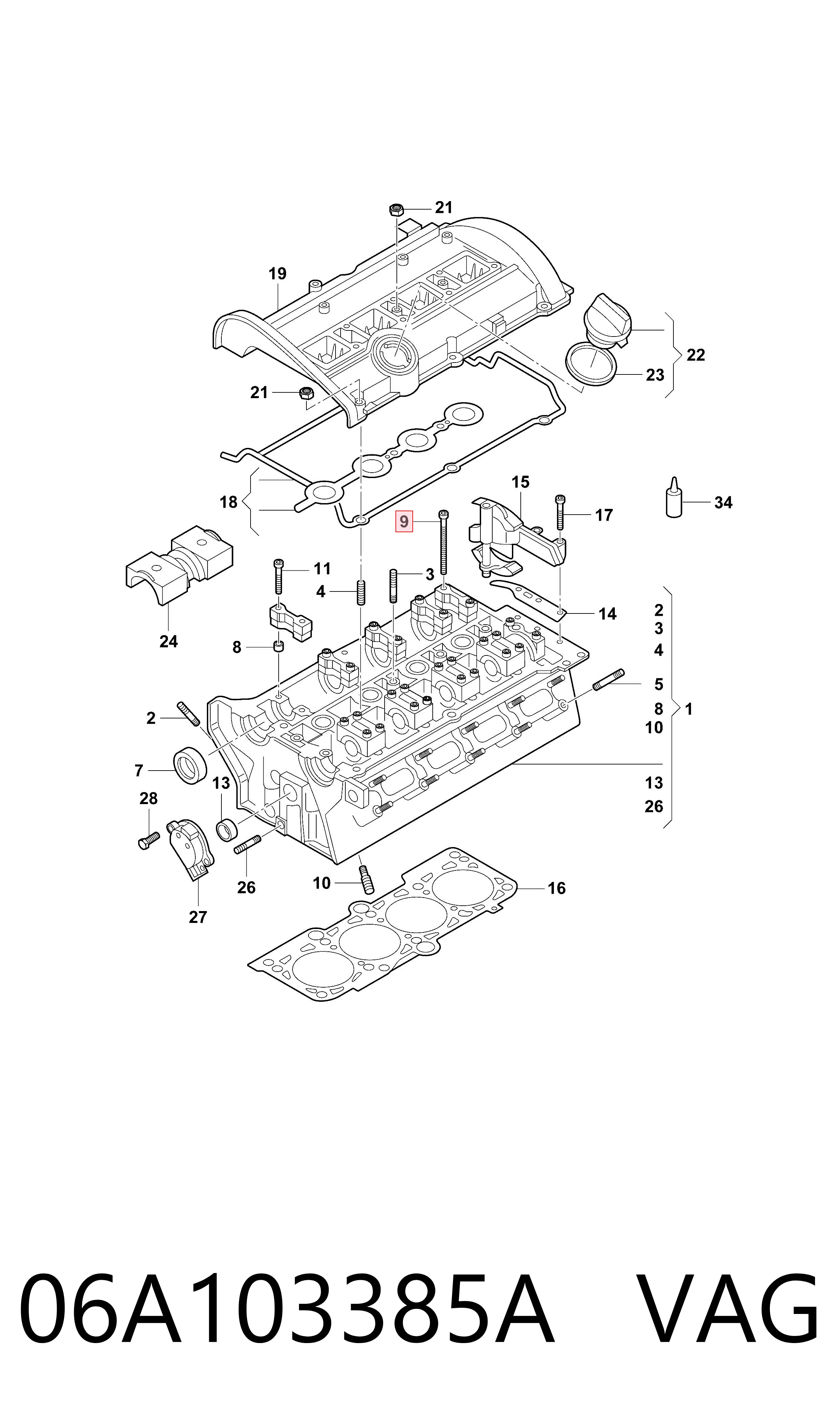 Parafuso de cabeça de motor (CBC) VAG 06A103385A preço, a partir de 3,14 USD