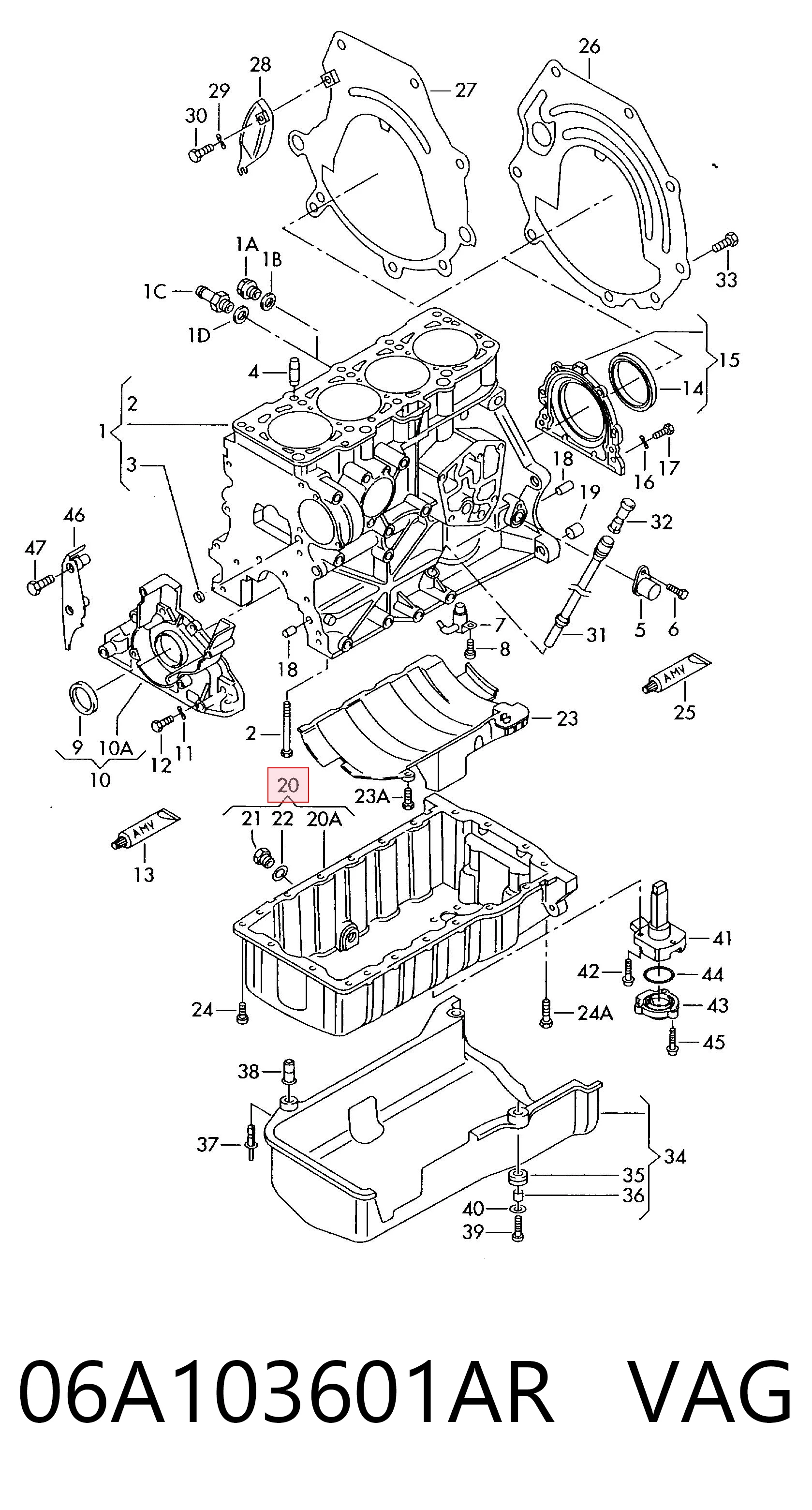 06A103601AR VAG Panela de óleo de cárter do motor