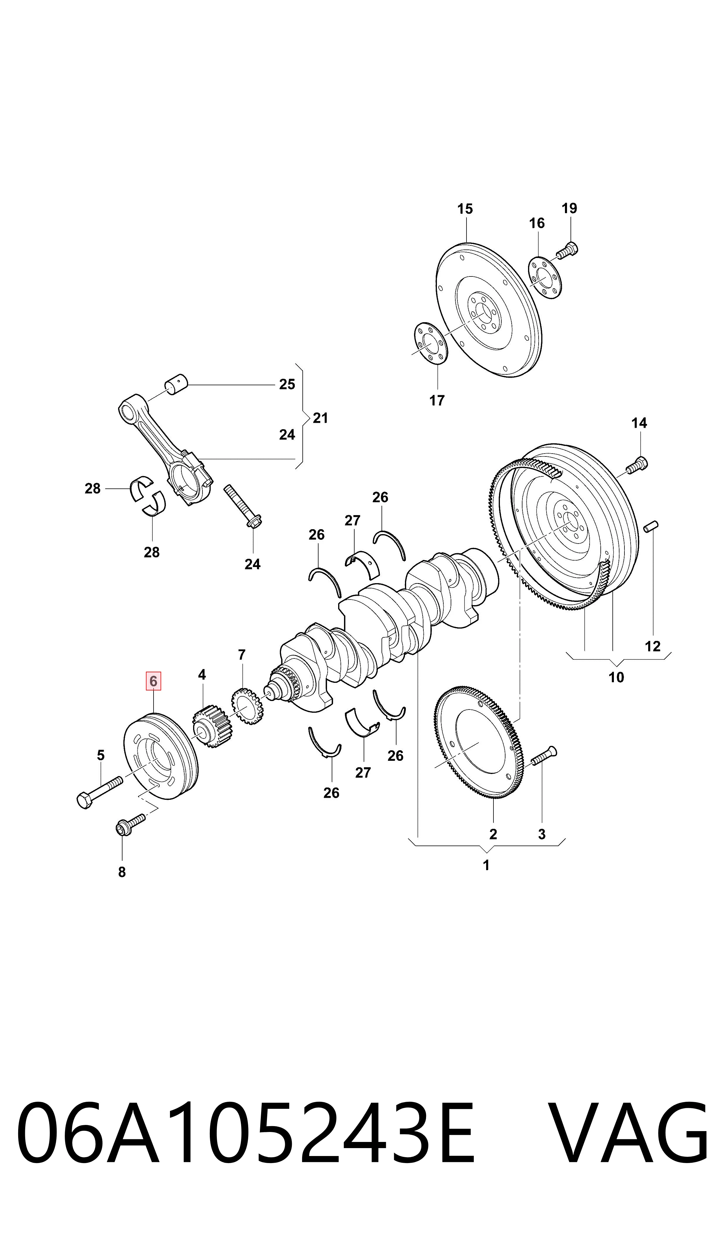 06A105243E VAG Polia de cambota