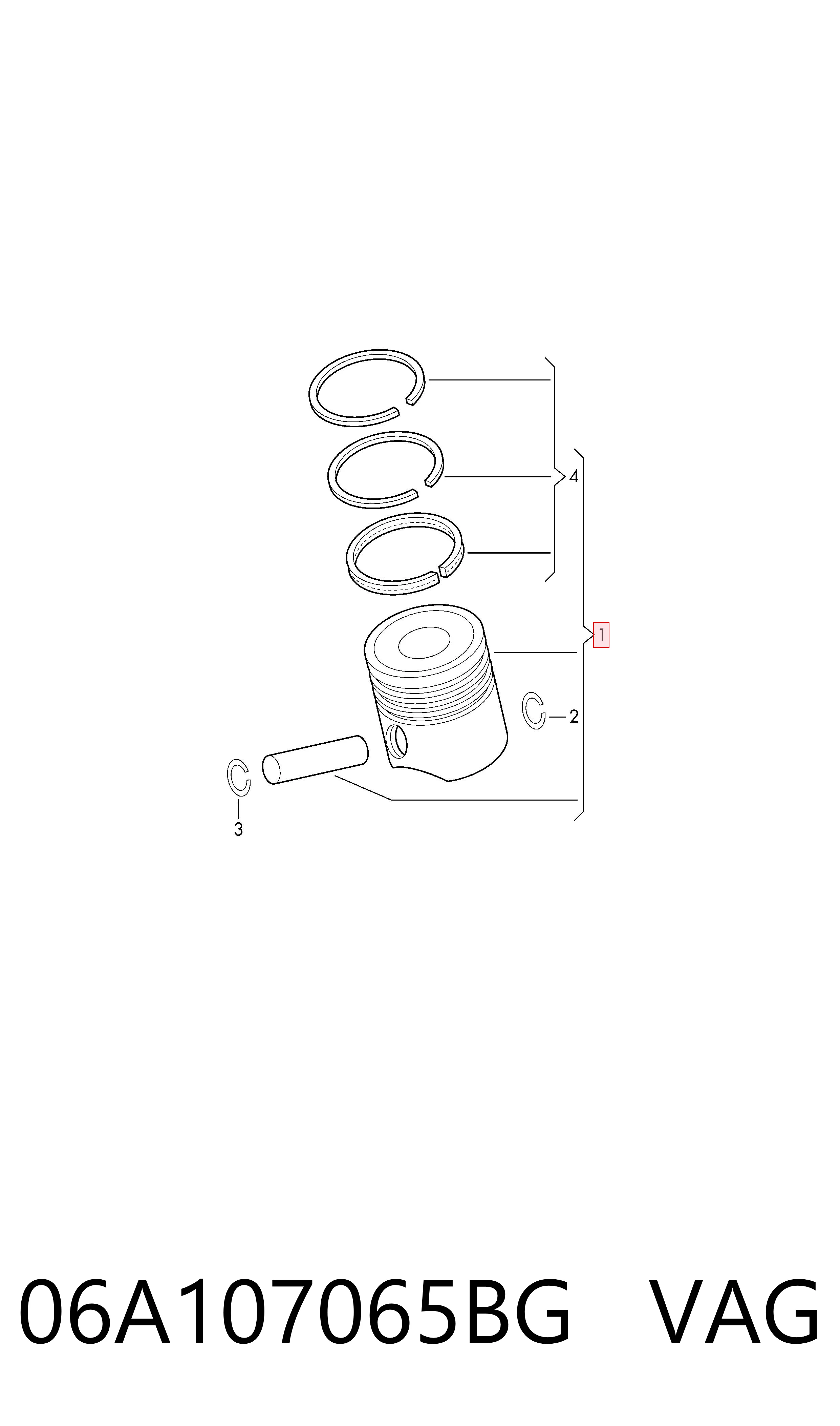 06A107065BG VAG Pistão do kit para 1 cilindro, STD