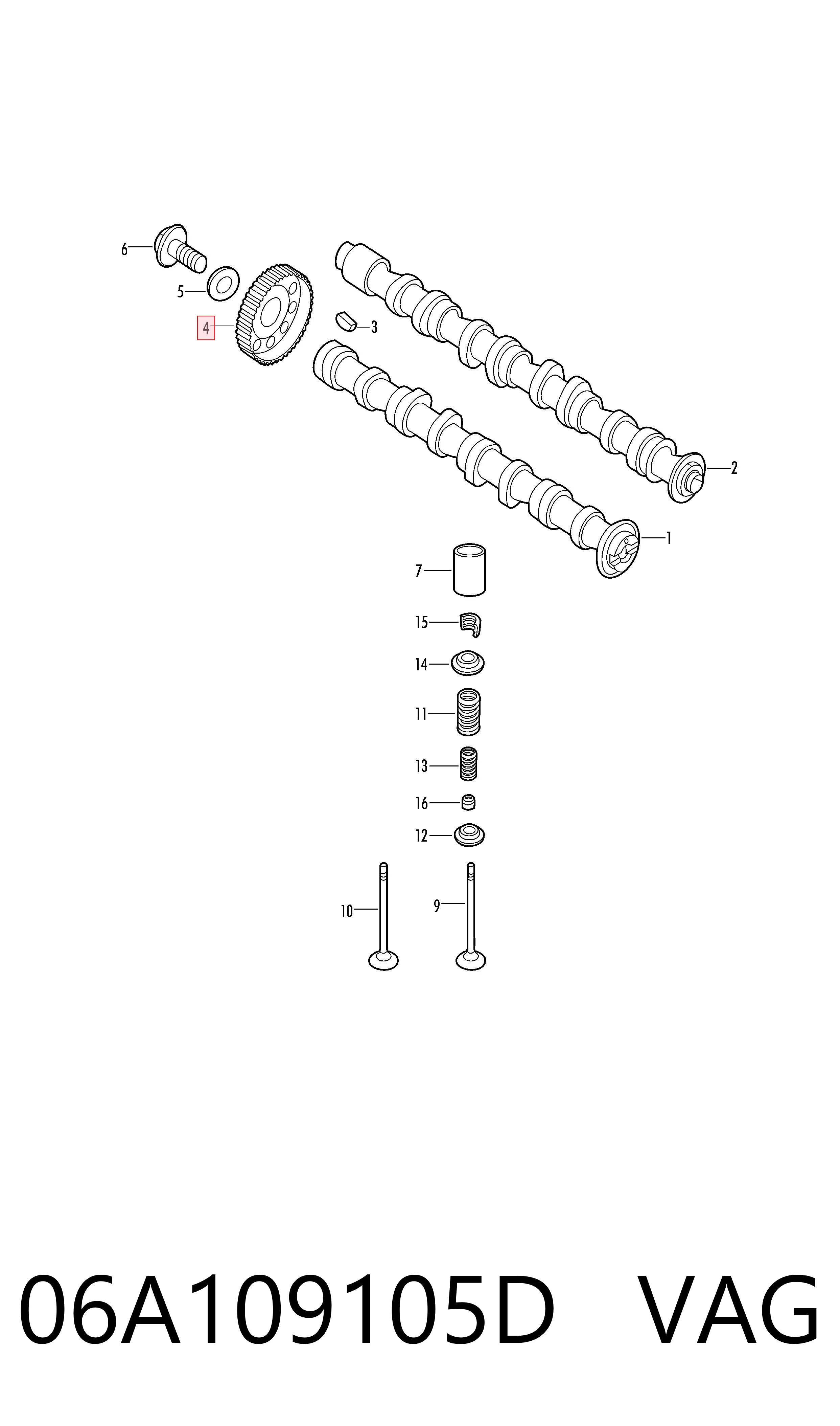 06A109105D VAG Engrenagem de cadeia da roda dentada da árvore distribuidora de motor