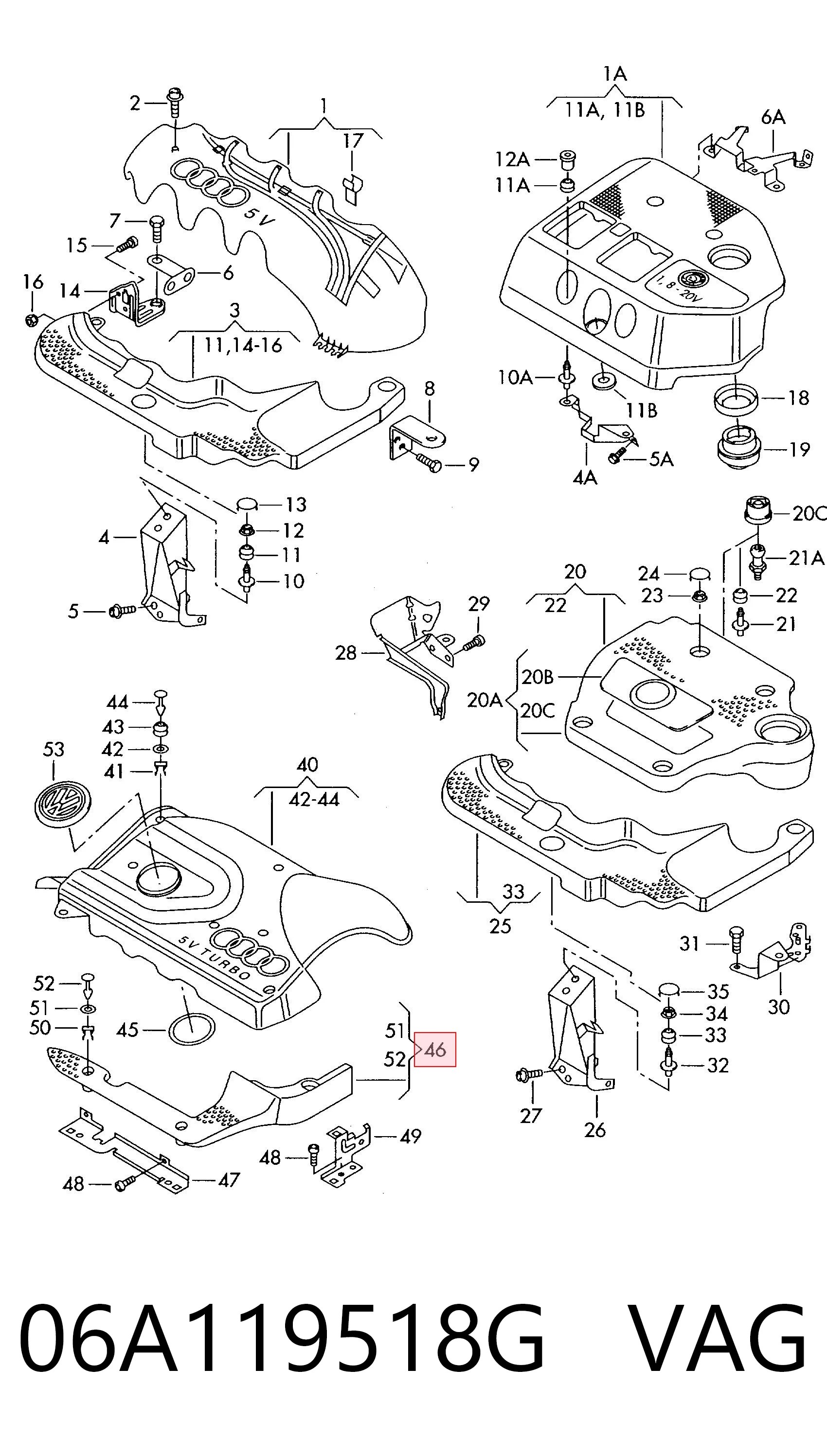 06A119518G VAG Tampa de motor decorativa