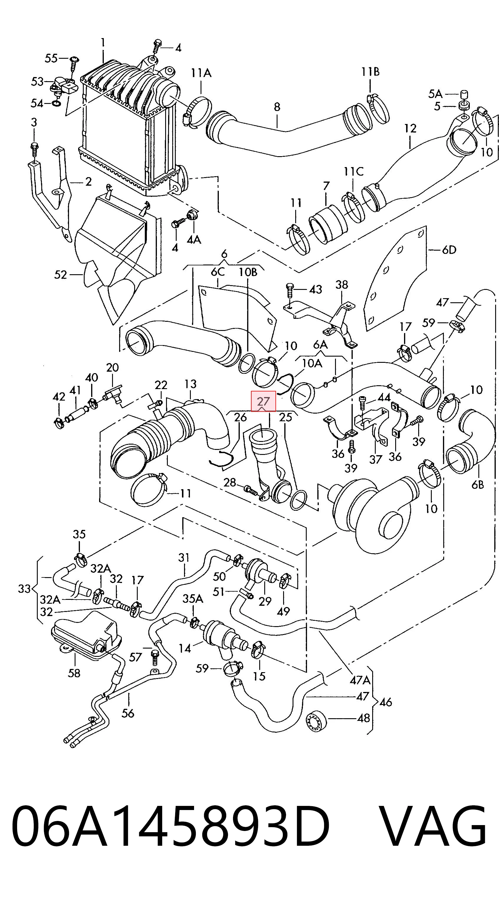 06A145893D VAG Difusor de intercooler