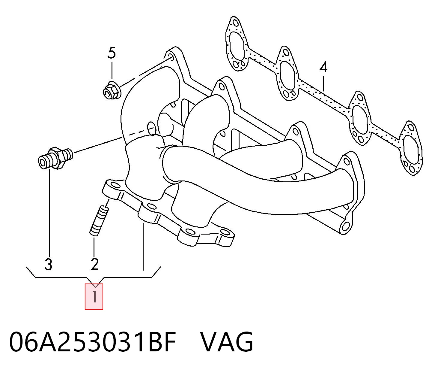 Tubo coletor de escape VAG 06A253031BF preço, a partir de 789,73 USD