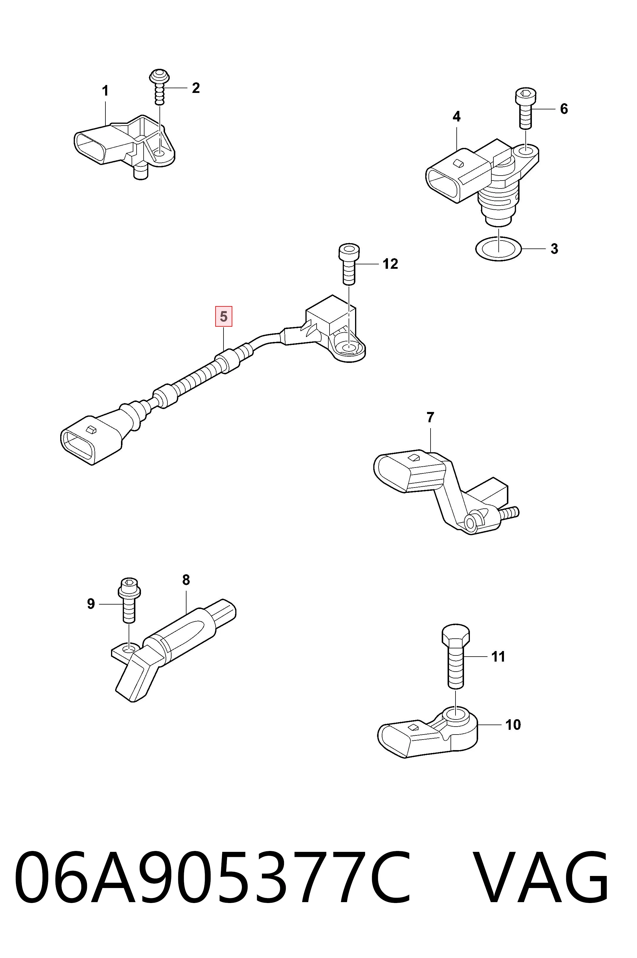 06A905377C VAG Sensor de detonação