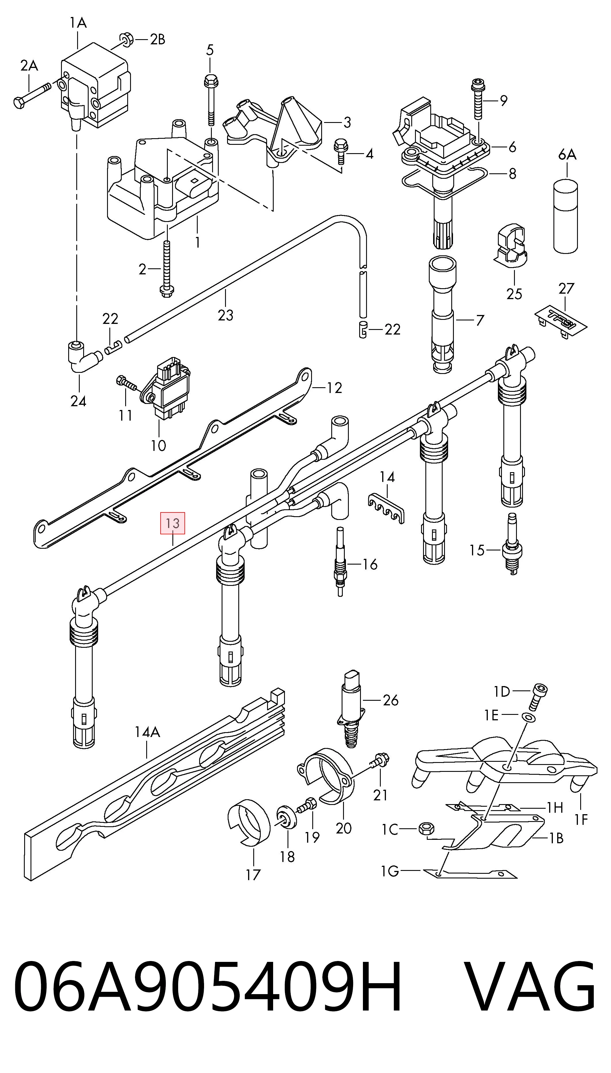06A905409H VAG Fios de alta voltagem, kit