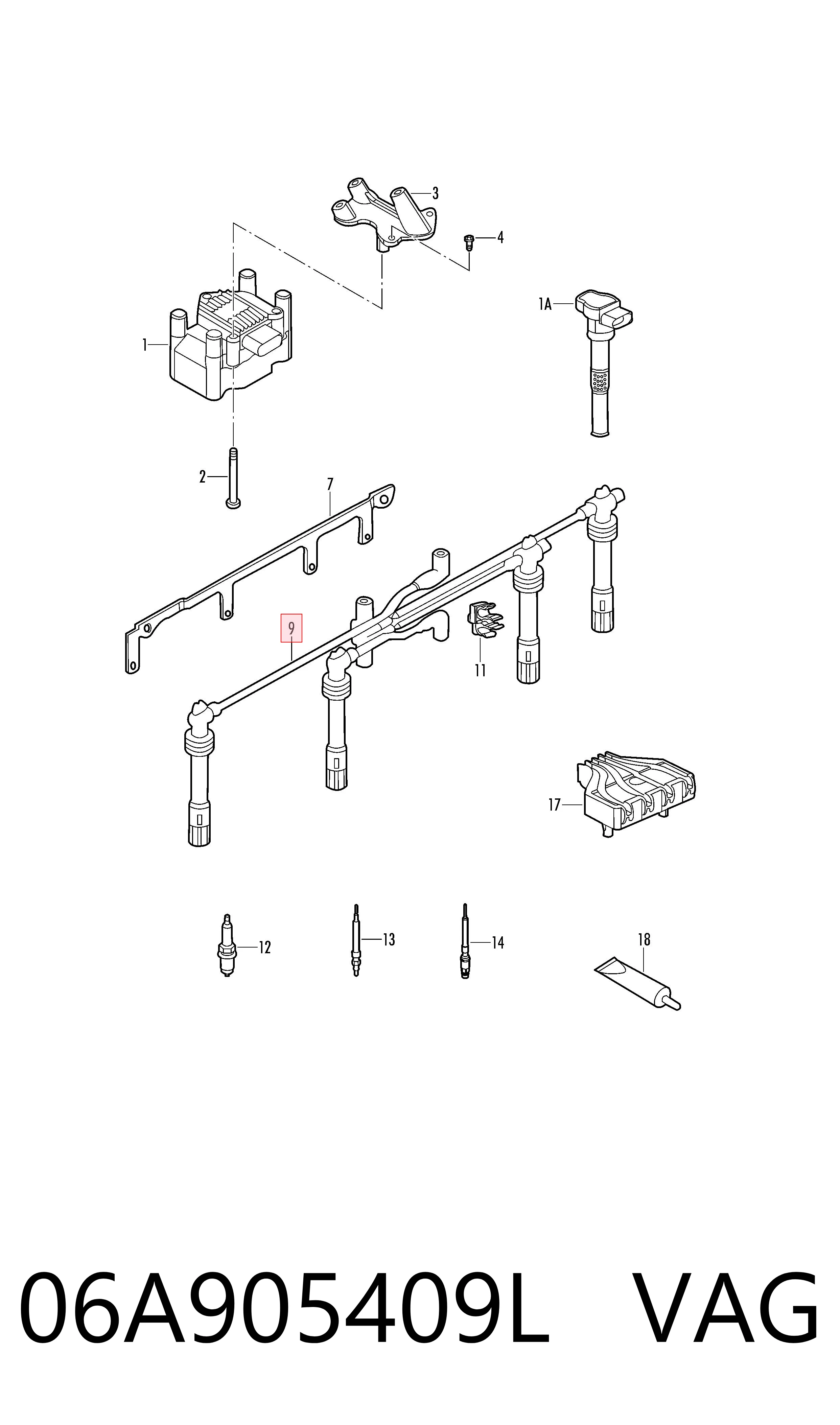 Fios de alta voltagem, kit VAG 06A905409L preço, a partir de 82,49 USD