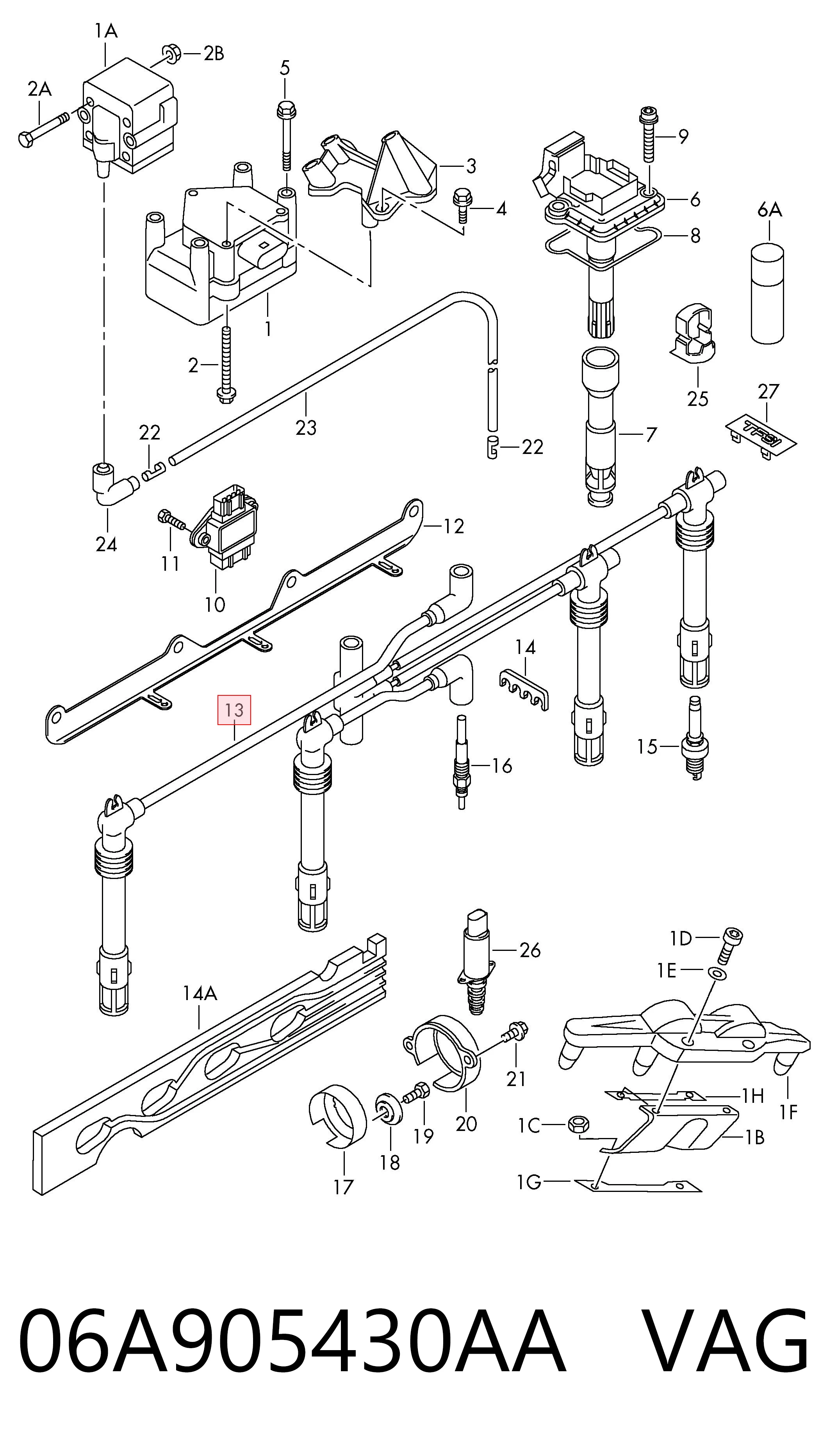 06A905430AA VAG Fios de alta voltagem, kit