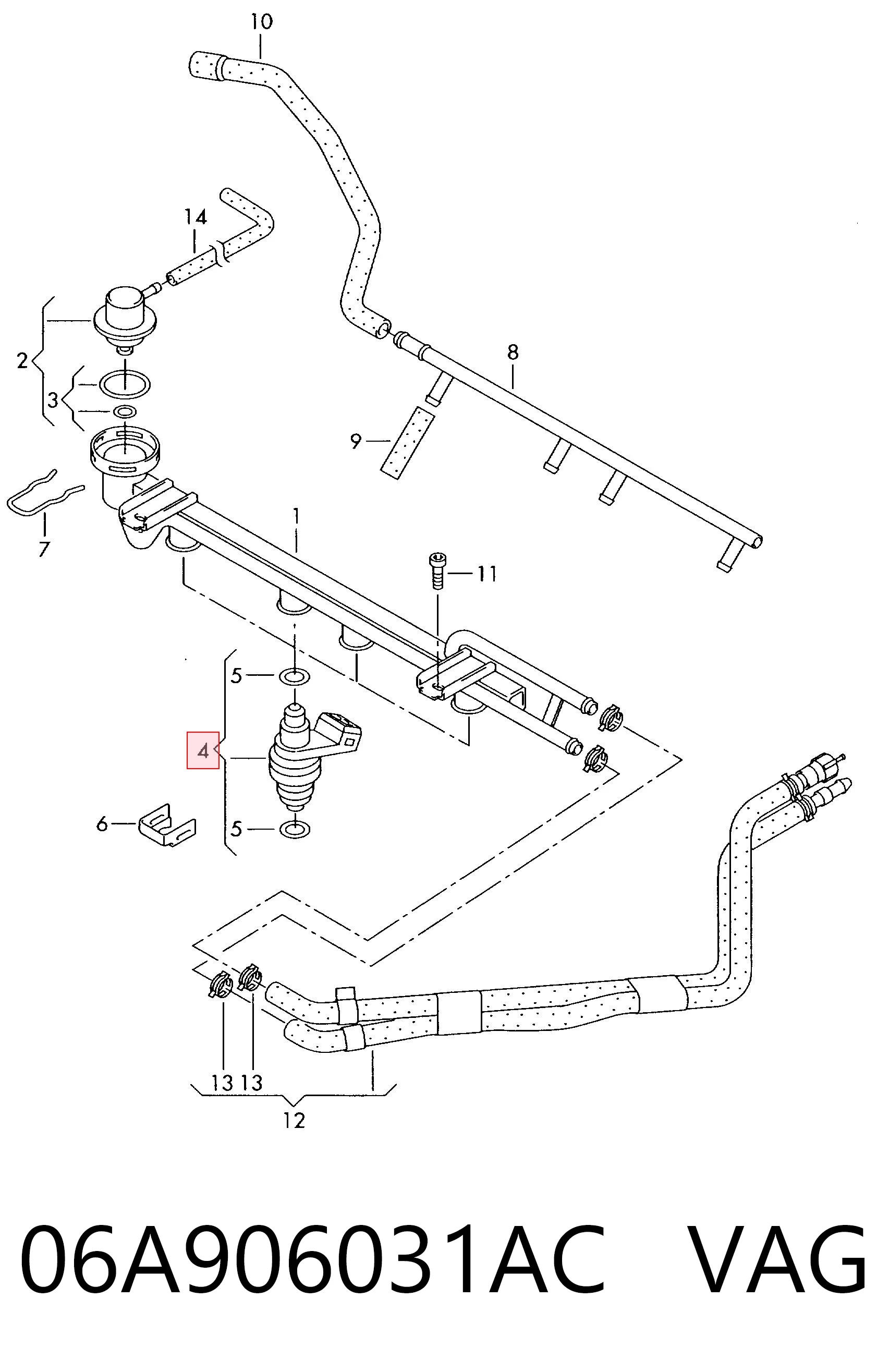 06A906031AC VAG Injetor de injeção de combustível