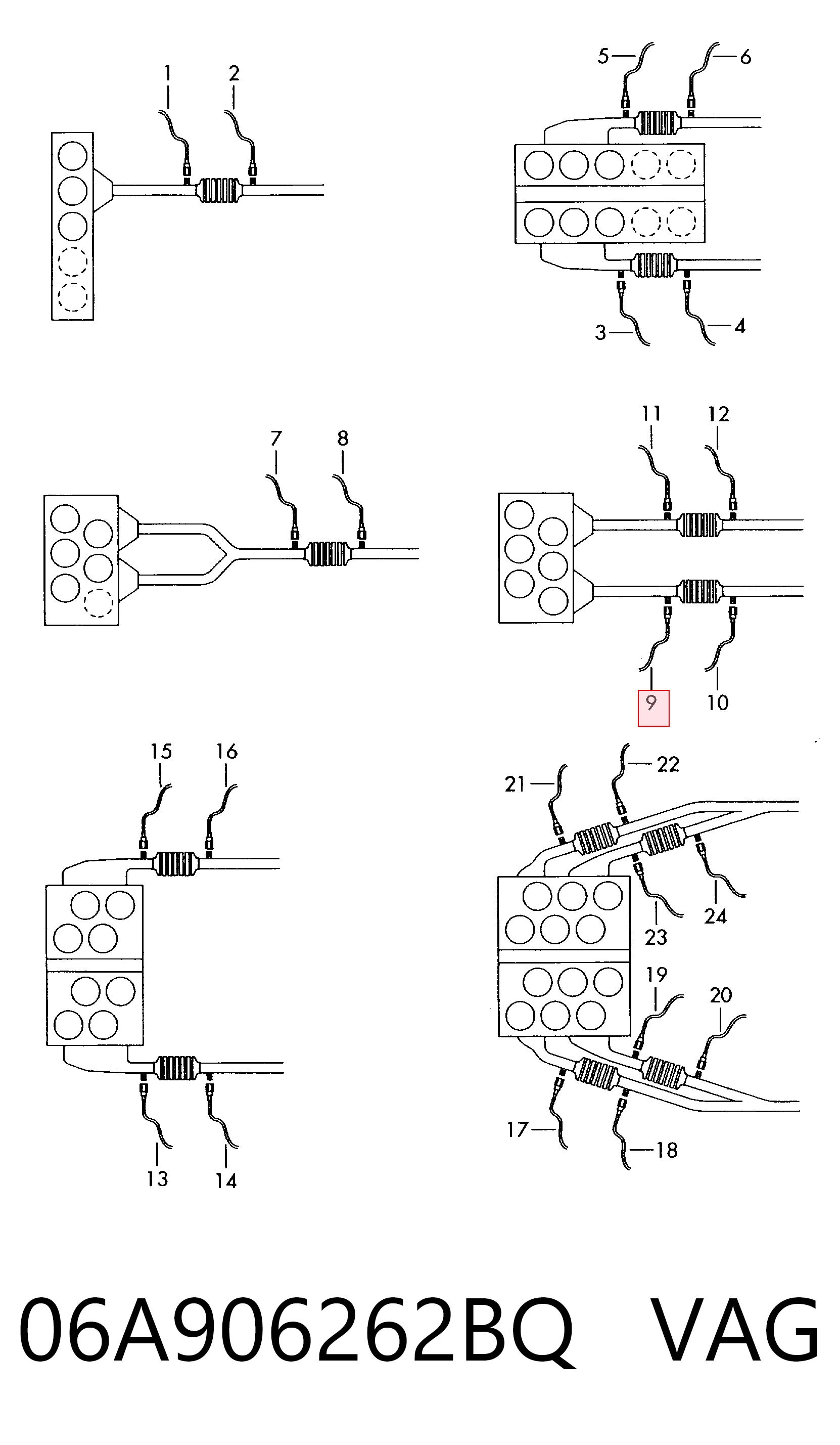 06A906262BQ VAG Sonda lambda, sensor esquerdo de oxigênio até o catalisador