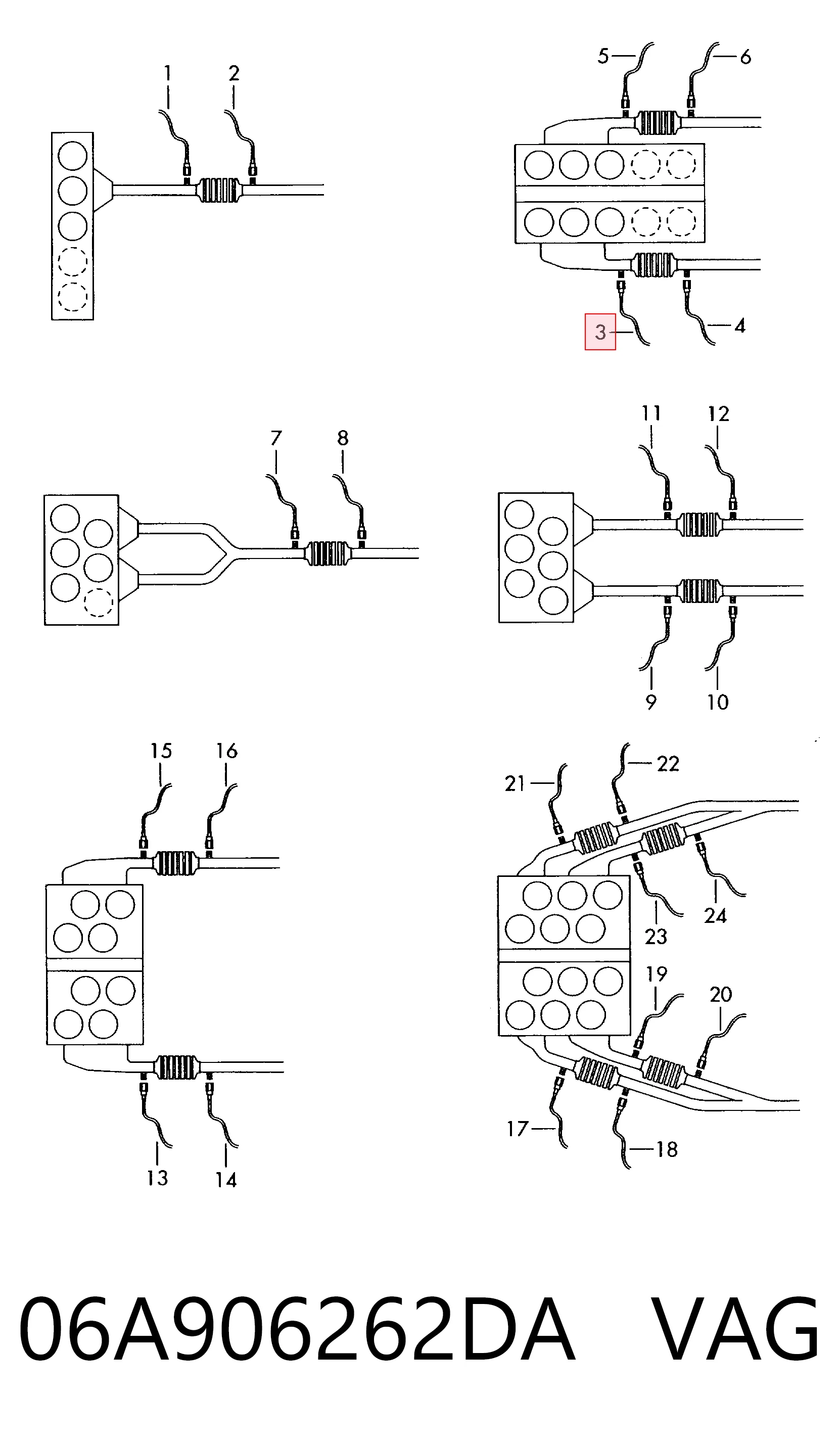06A906262DA VAG Sonda lambda, sensor de oxigênio até o catalisador