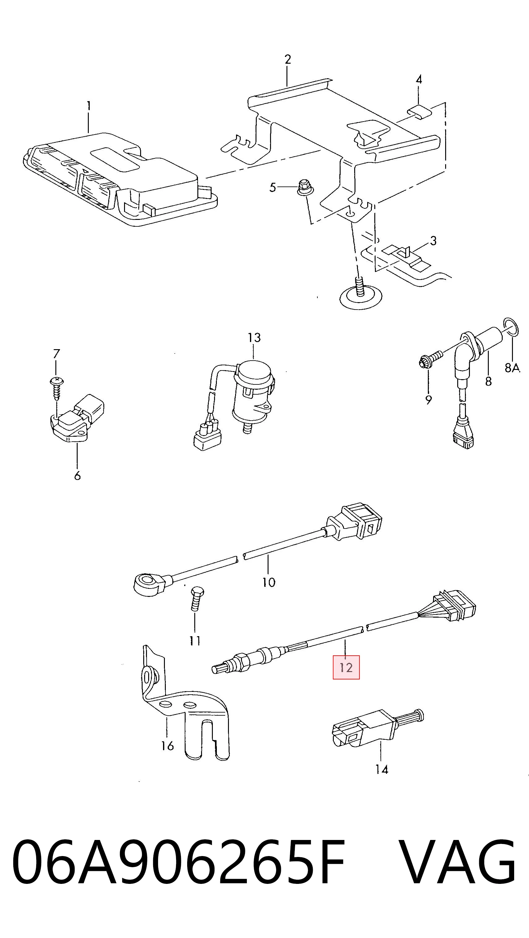 06A906265F VAG Sonda lambda, sensor de oxigênio
