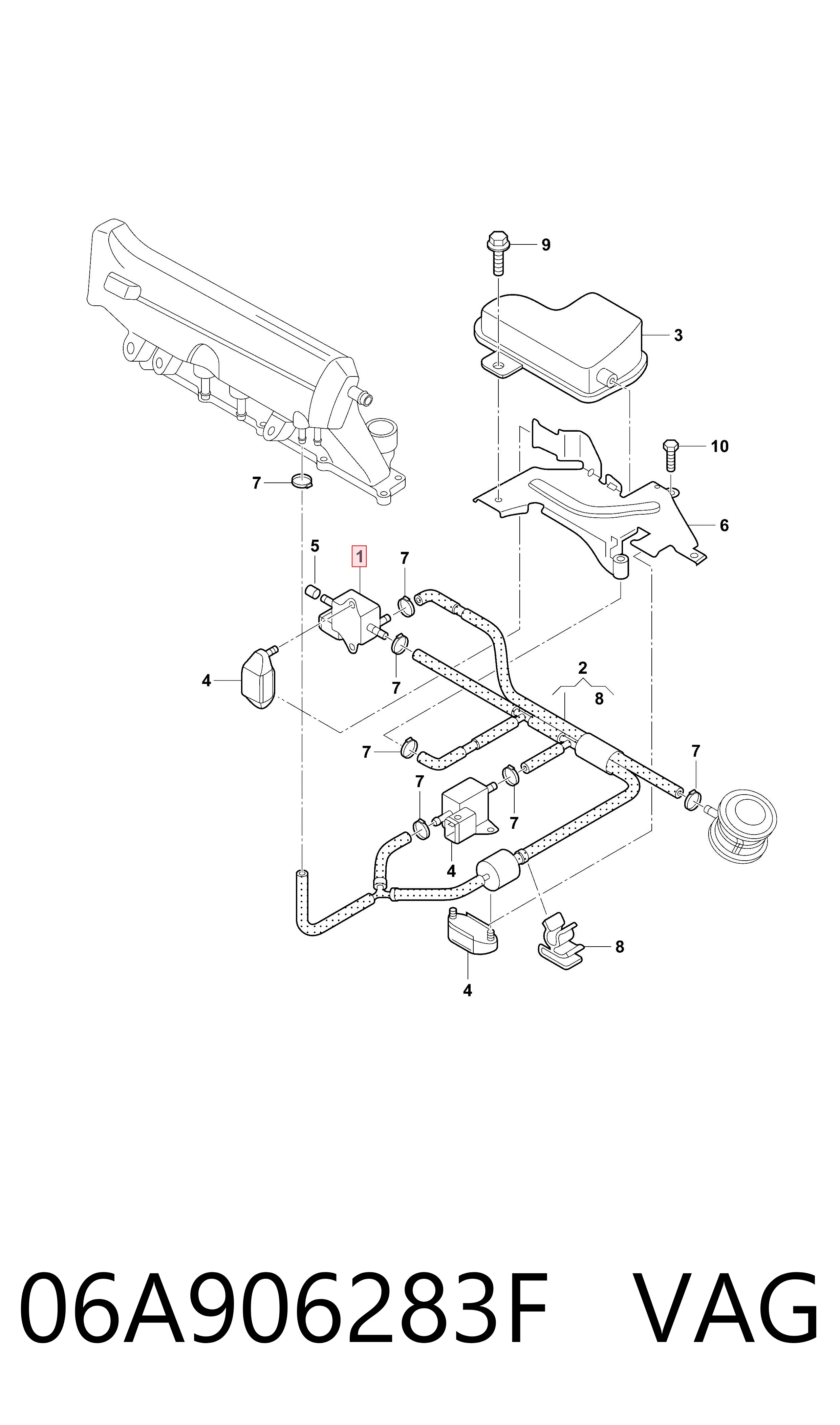 06A906283F VAG Convertidor de pressão (solenoide) de supercompressão
