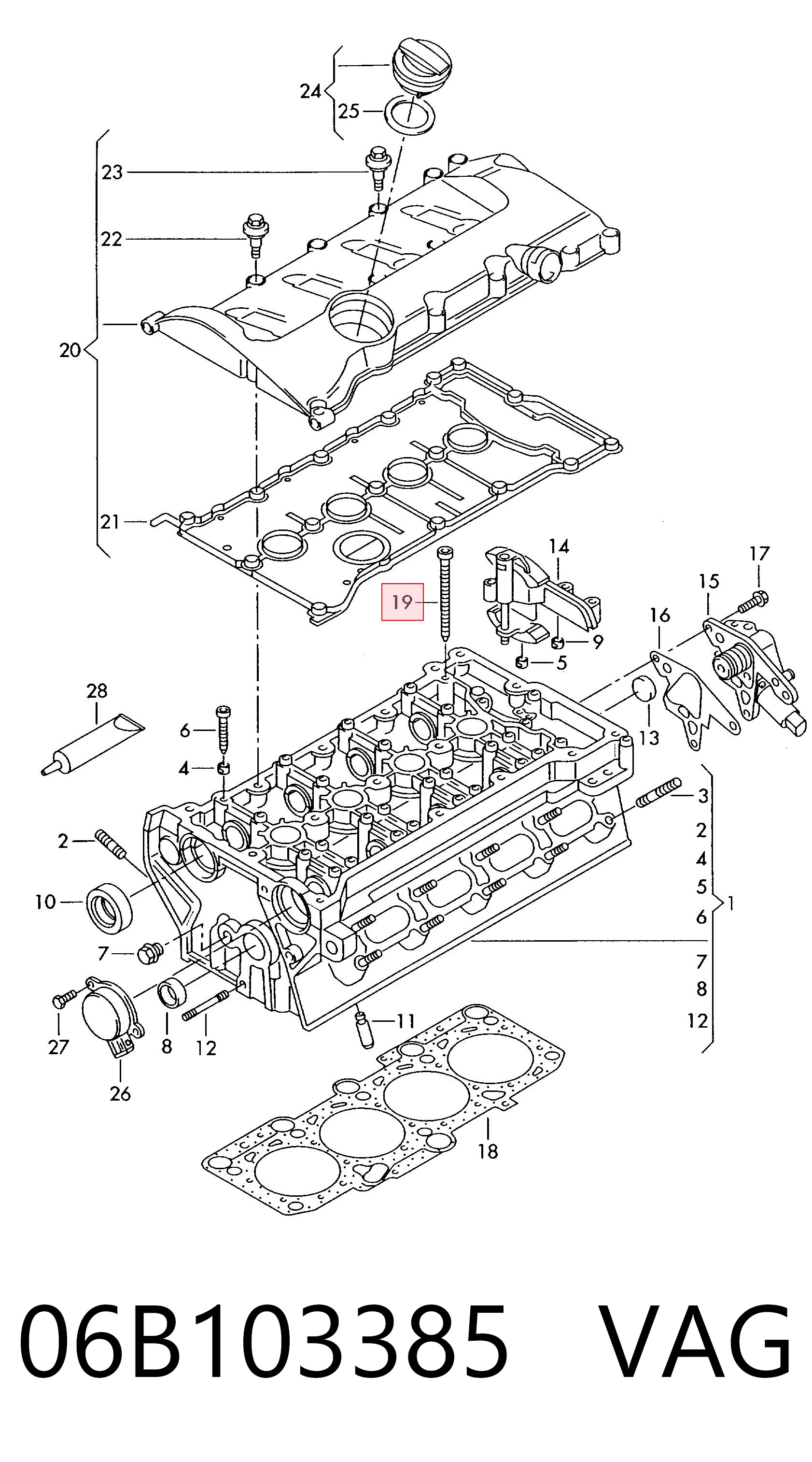 06B103385 VAG Parafuso de cabeça de motor (CBC)