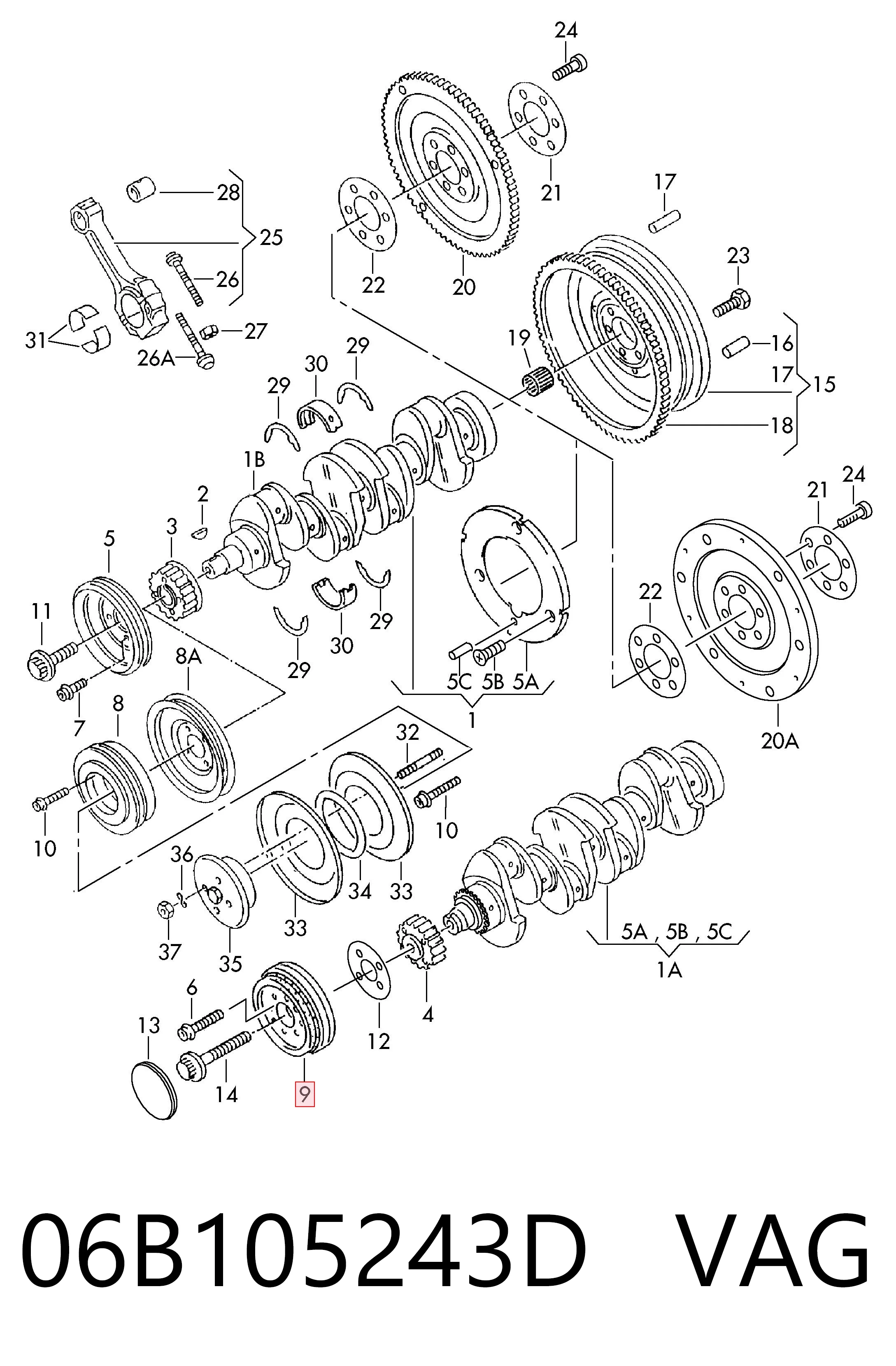 06B105243D VAG Polia de cambota