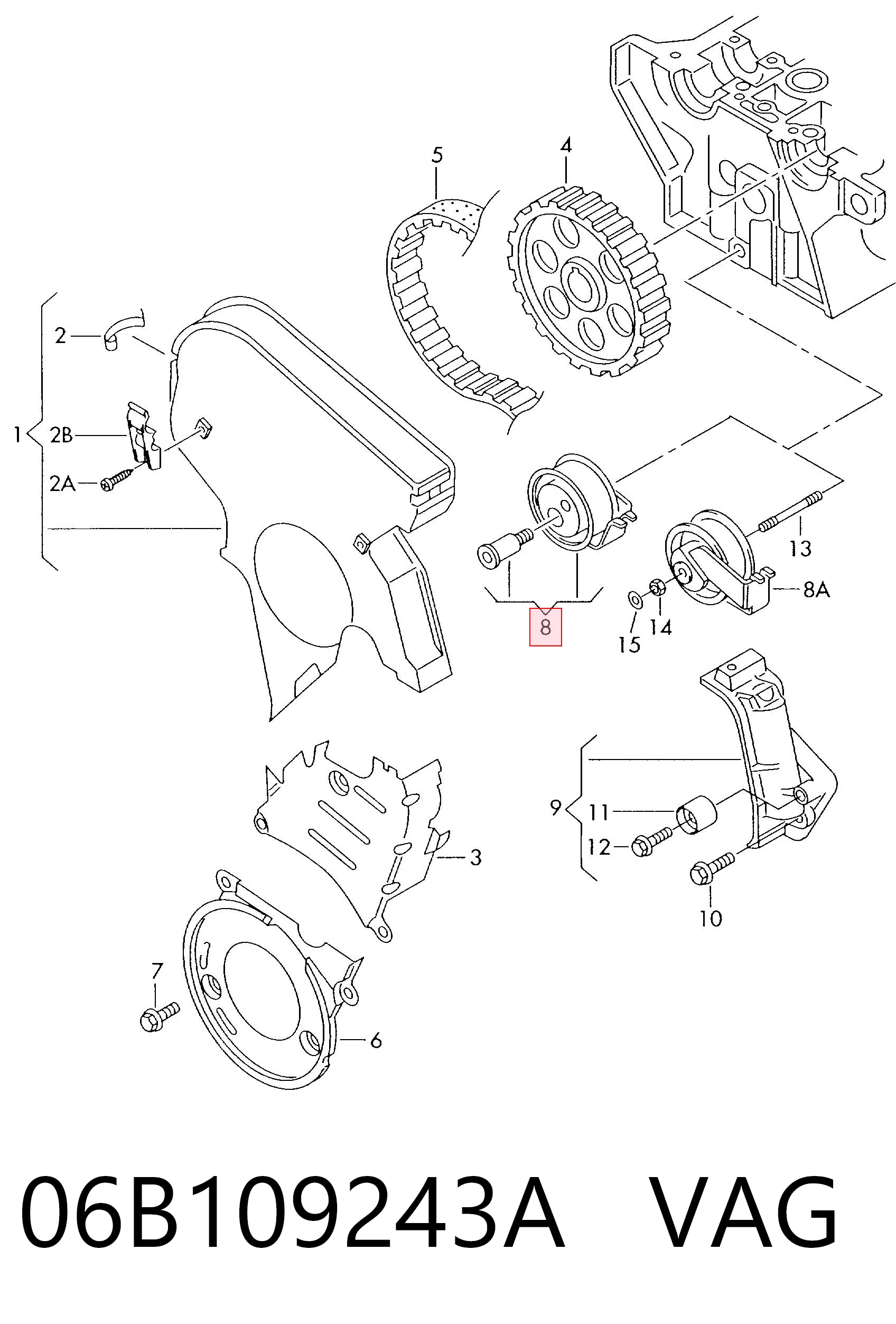 Rolo de reguladora de tensão da correia do mecanismo de distribuição de gás para Audi TT 8N3