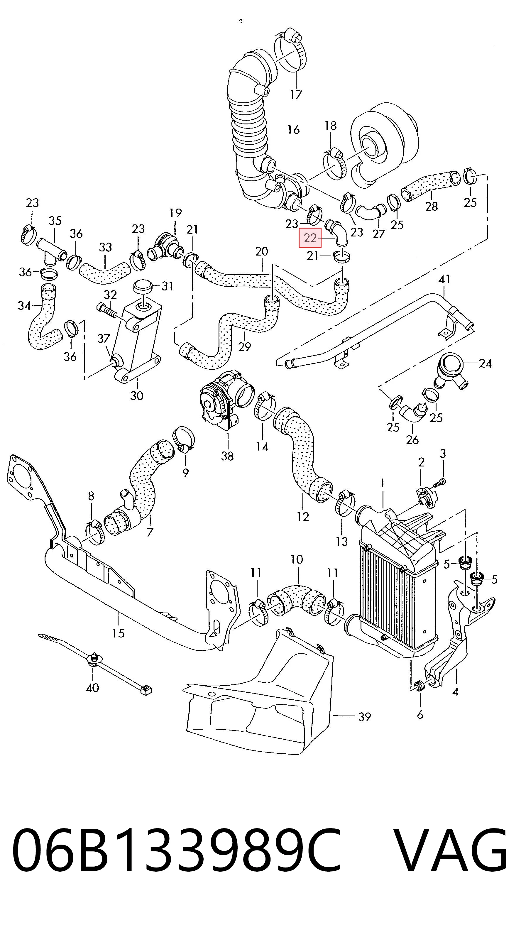 06B133989C VAG Cano derivado do sistema de recirculação dos gases de escape EGR