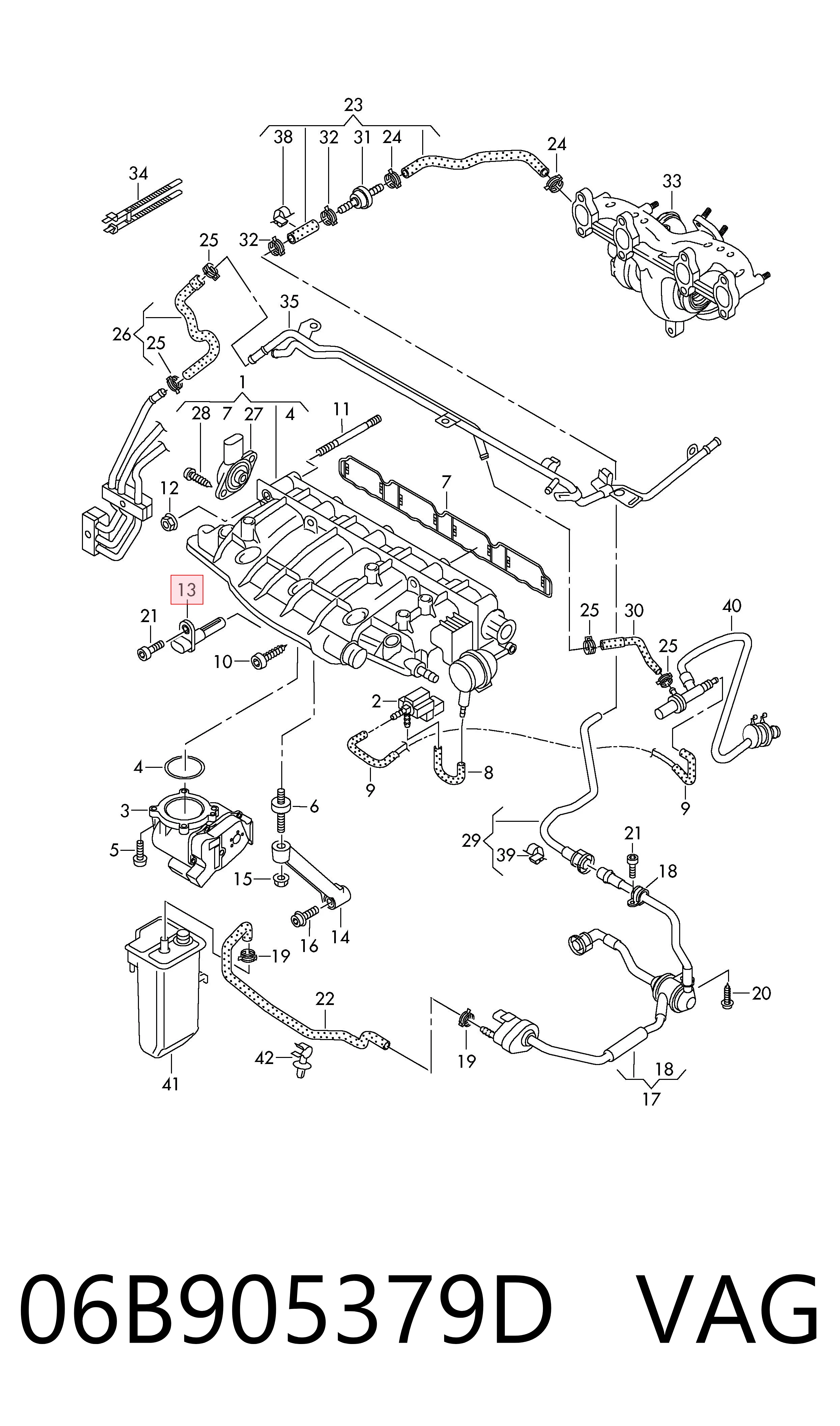 06B905379D VAG Sensor de temperatura da mistura de ar