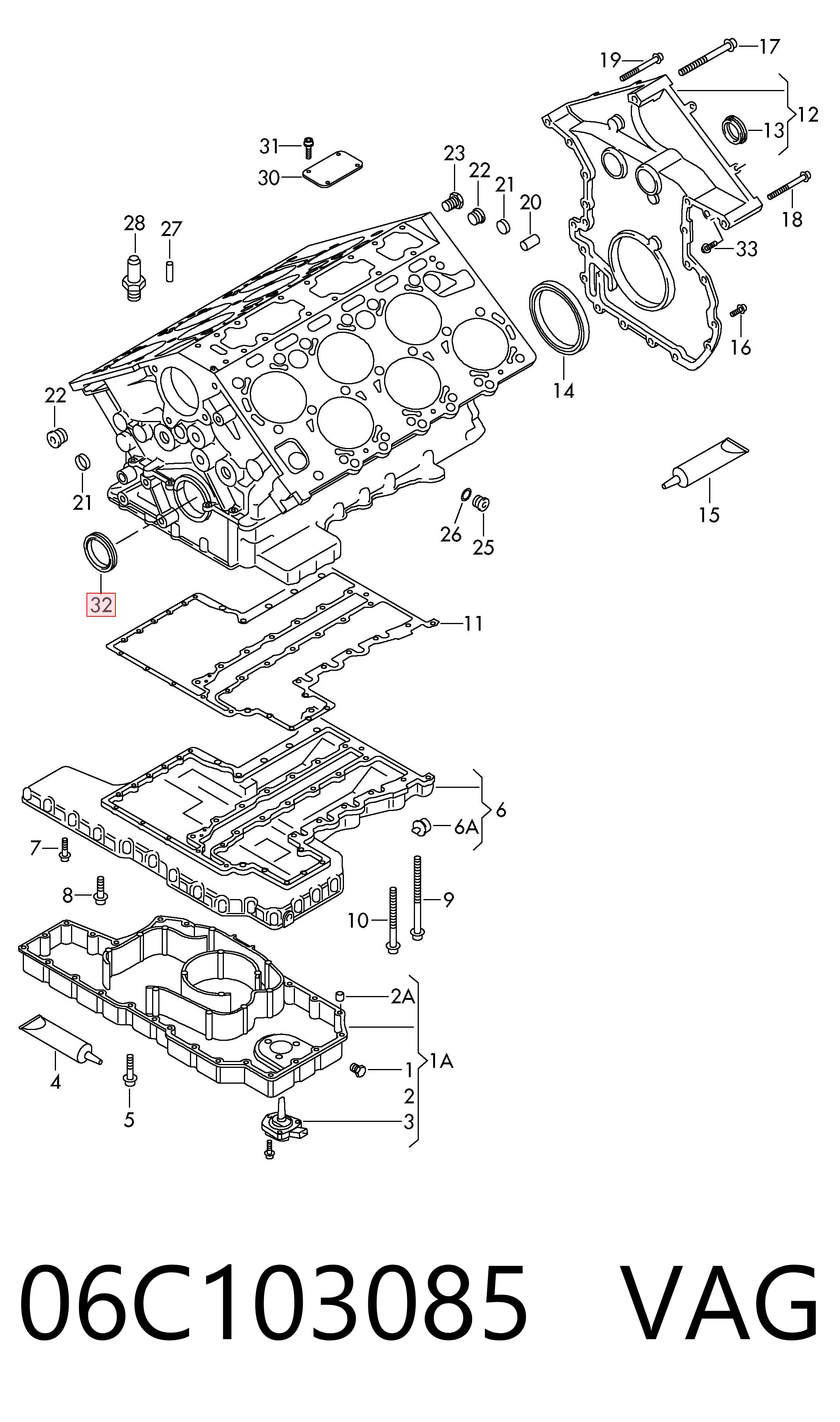 06C103085 VAG Vedação dianteira de cambota de motor