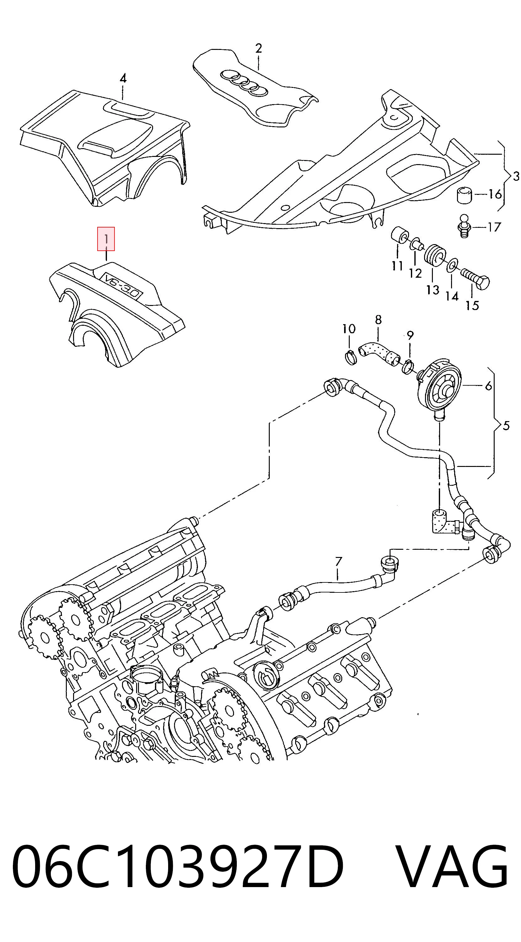 Tampa de motor decorativa para Audi A4 B7 8EC