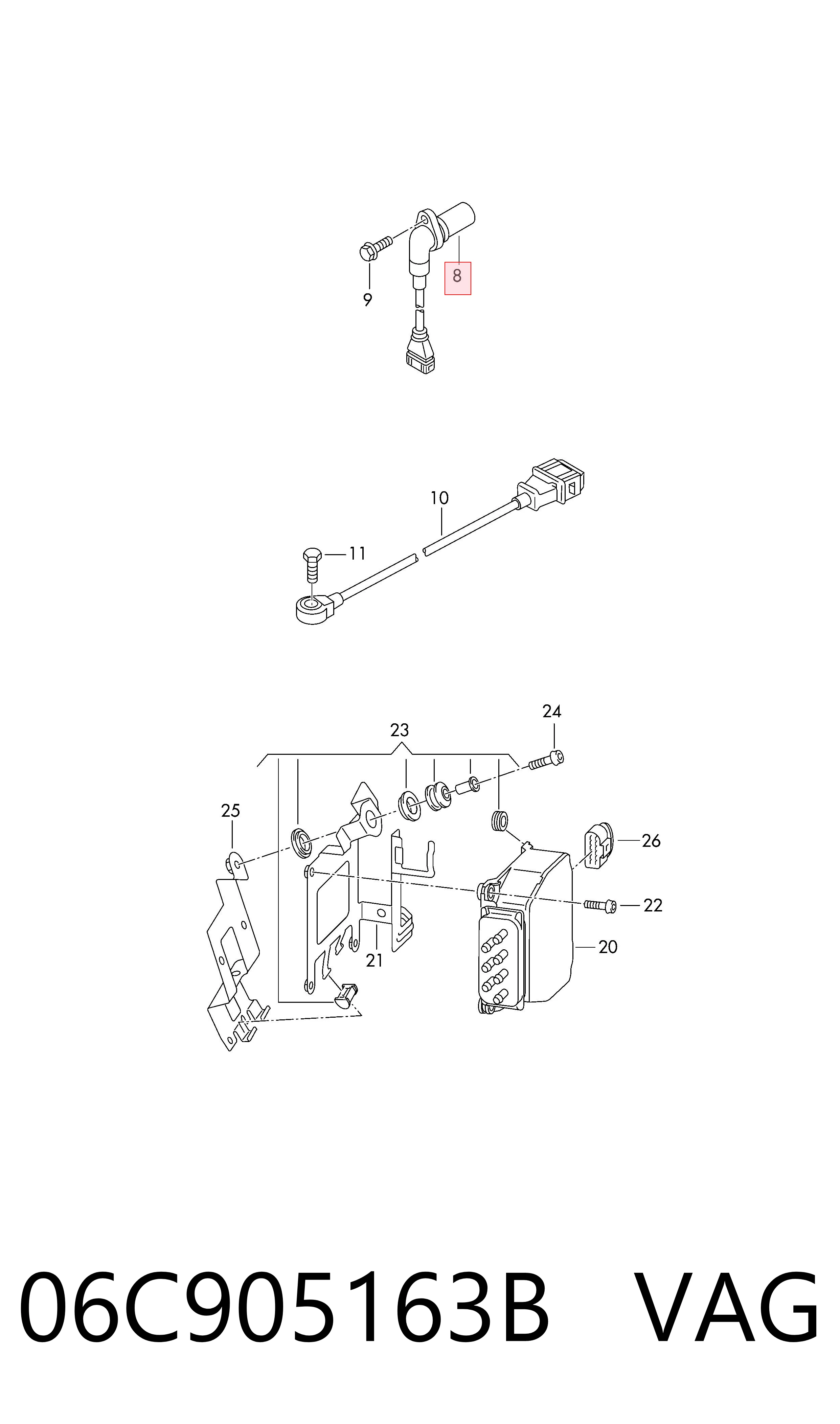 06C905163B VAG Sensor de posição da árvore distribuidora