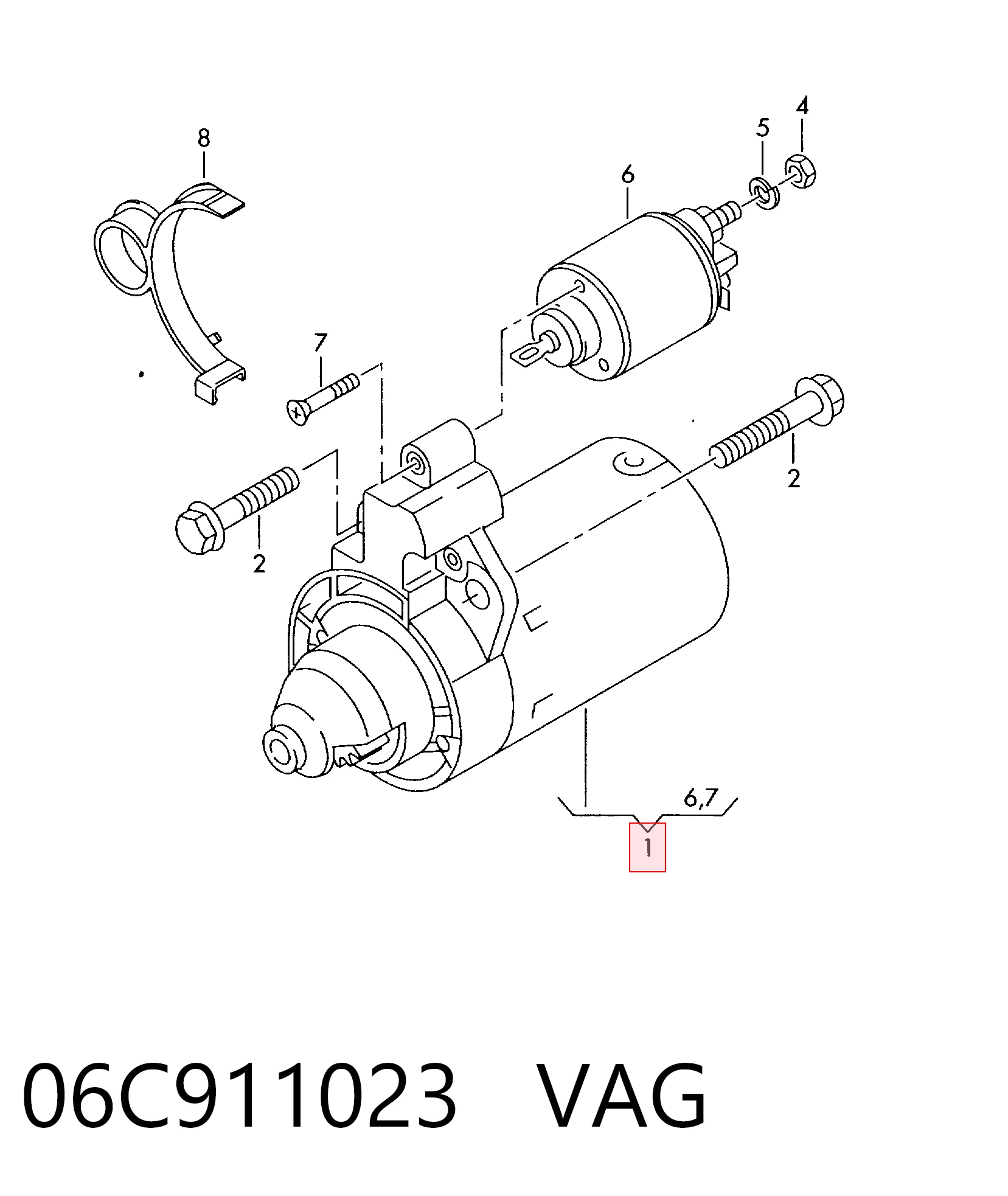 Compre 06C911023 VAG Motor de arranco