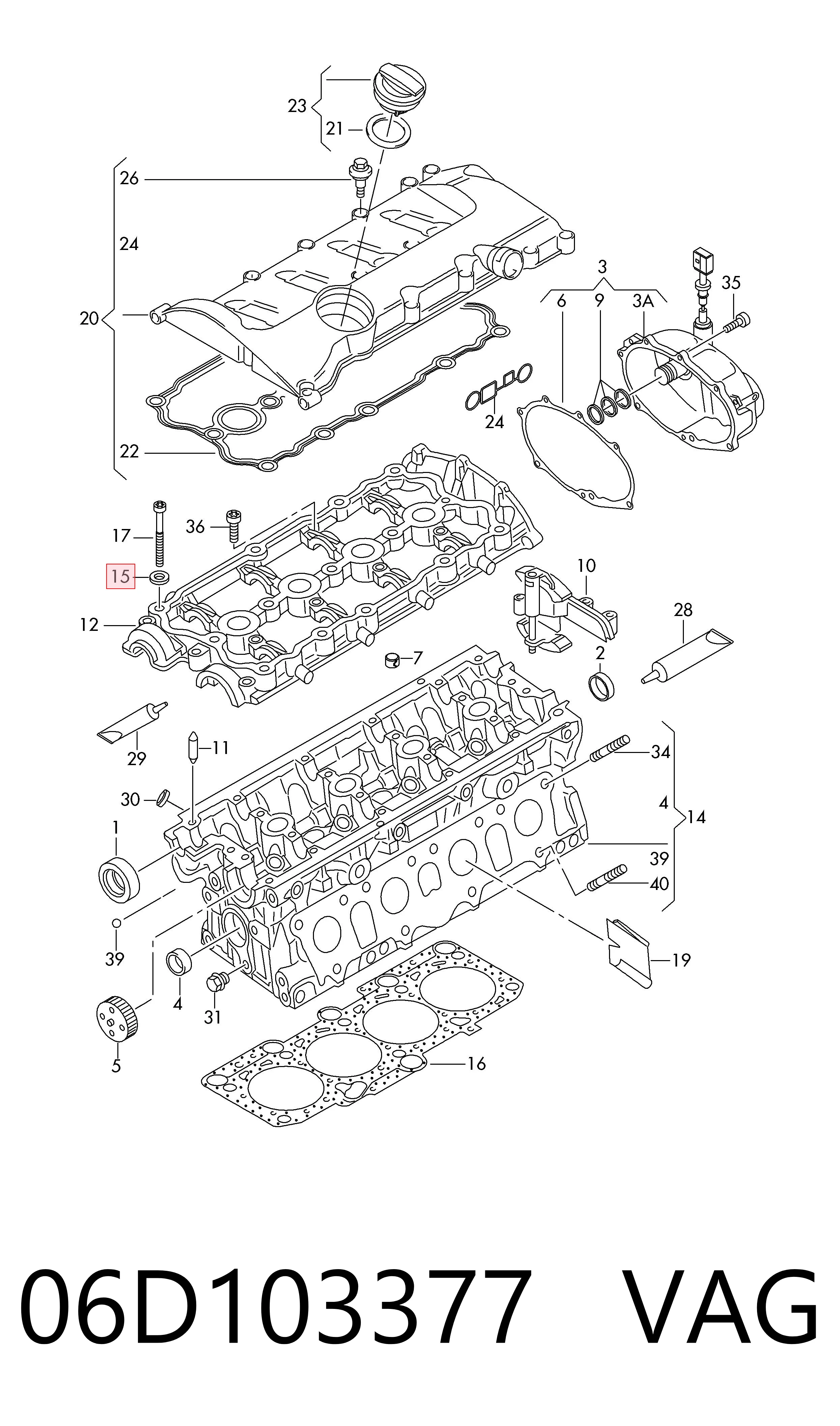 06D103377 VAG Parafuso de cabeça de motor (CBC)