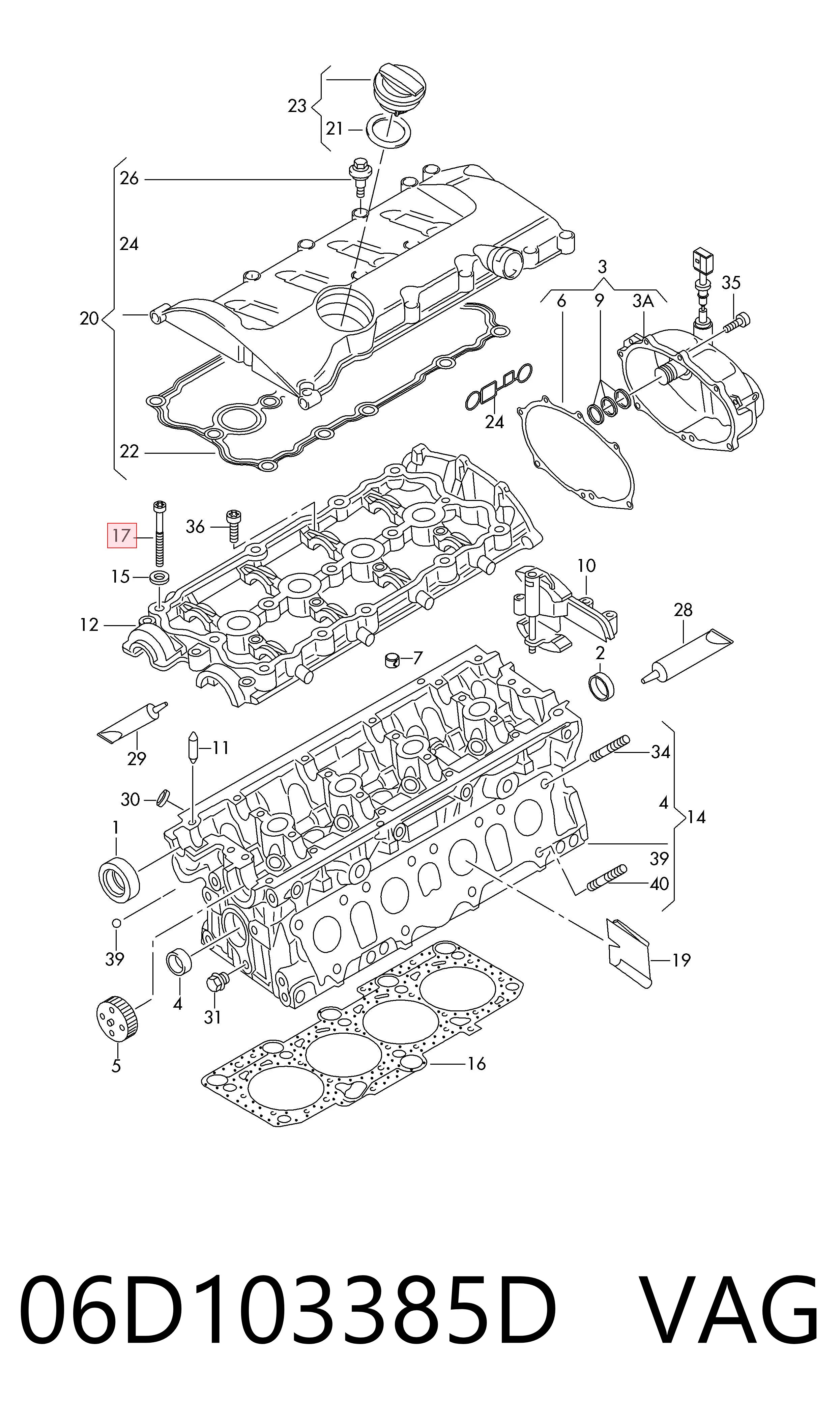 06D103385D VAG Parafuso de cabeça de motor (CBC)