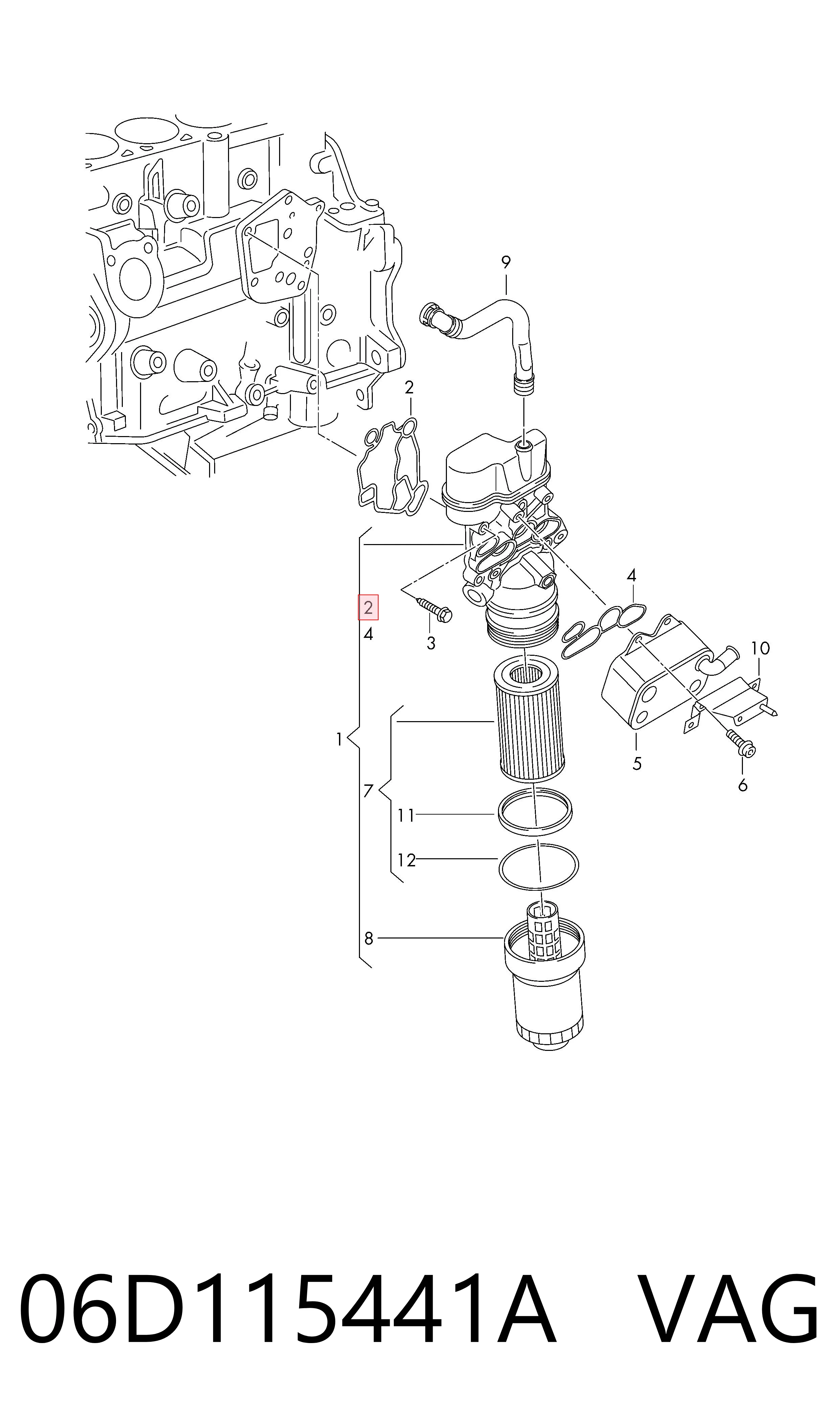 06D115441A VAG Vedante de adaptador do filtro de óleo