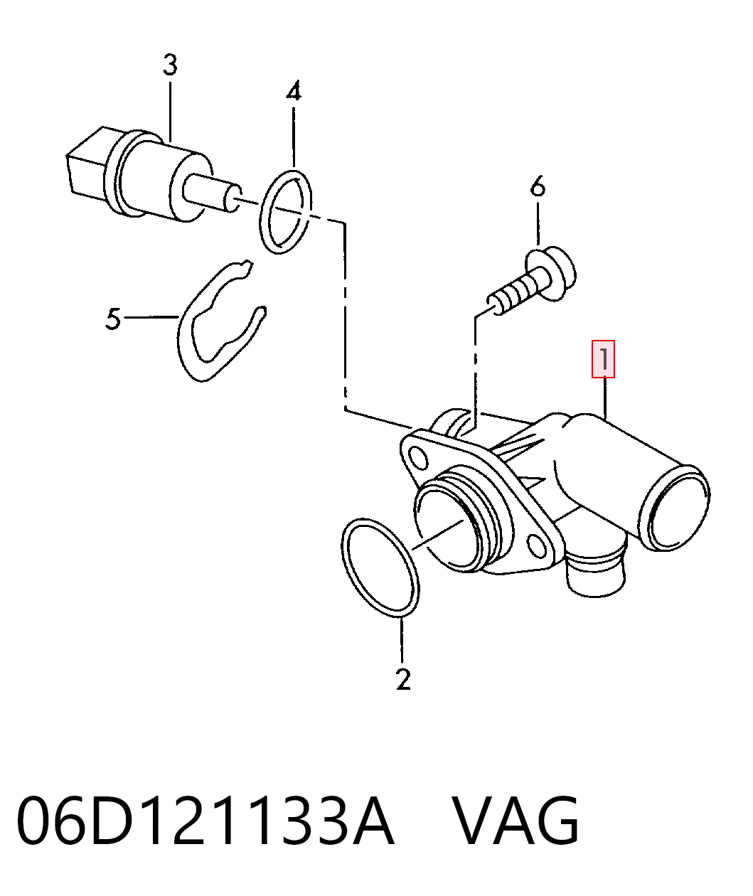 Flange do sistema de esfriamento (união em T) VAG 06D121133A preço, a partir de 9,12 USD