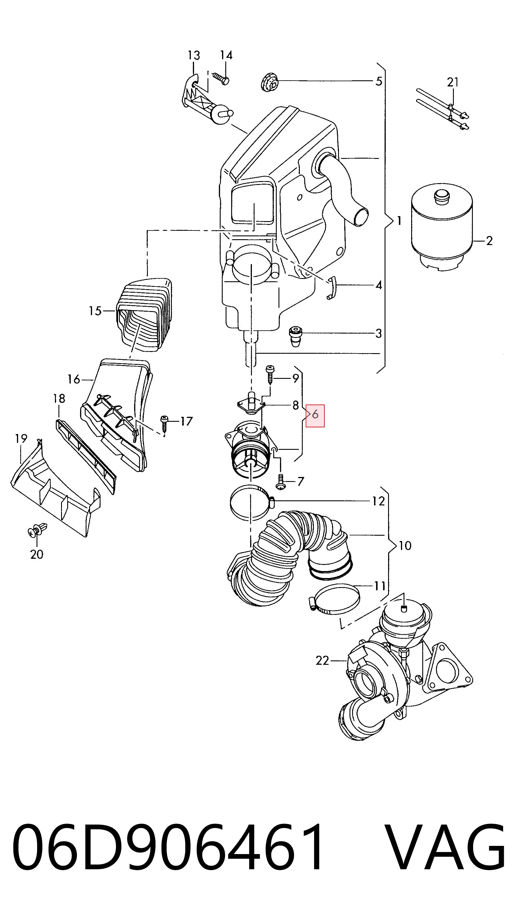 06D906461 VAG Sensor de fluxo (consumo) de ar, medidor de consumo M.A.F. - (Mass Airflow)