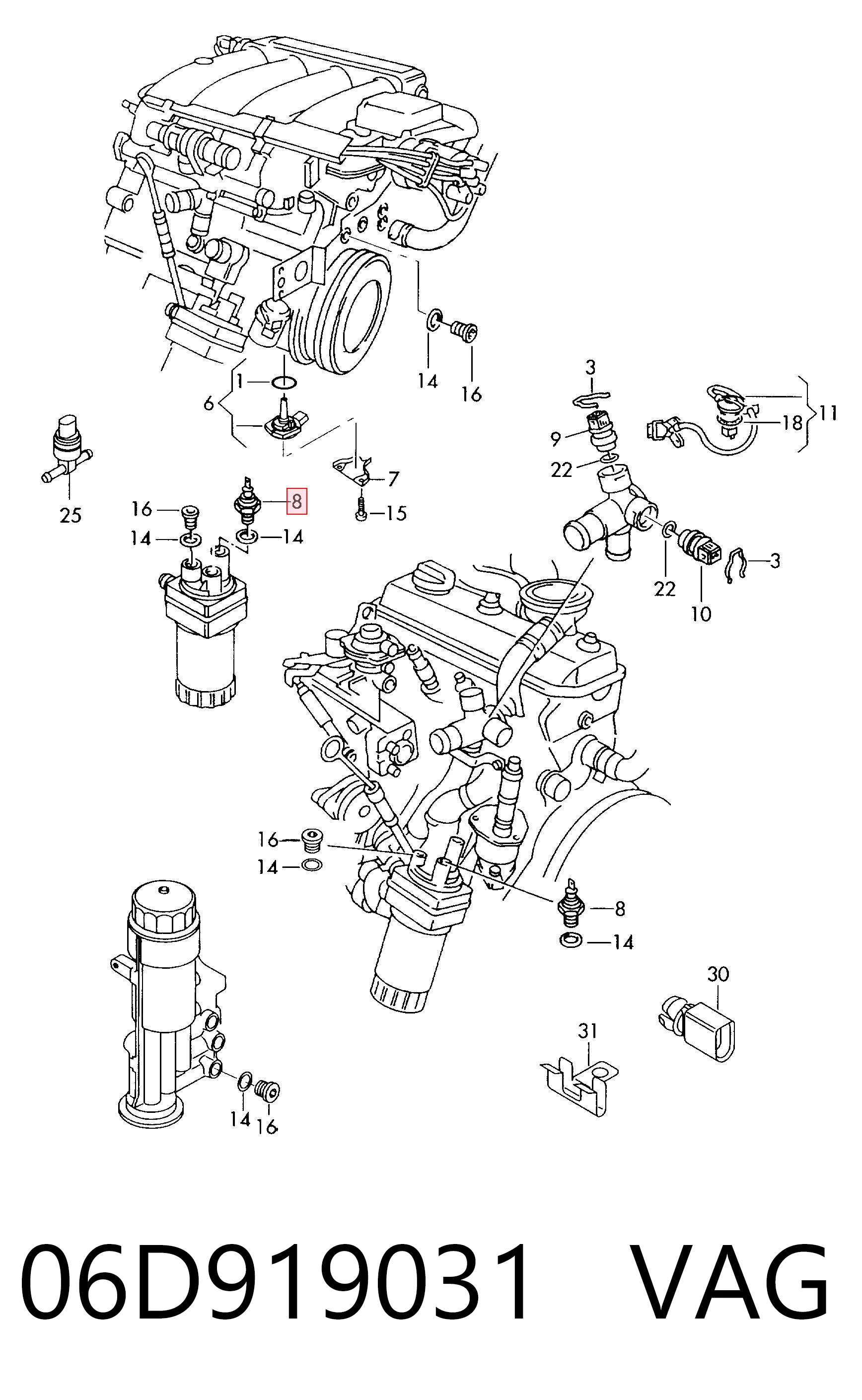 06D919031 VAG Sensor de pressão de óleo