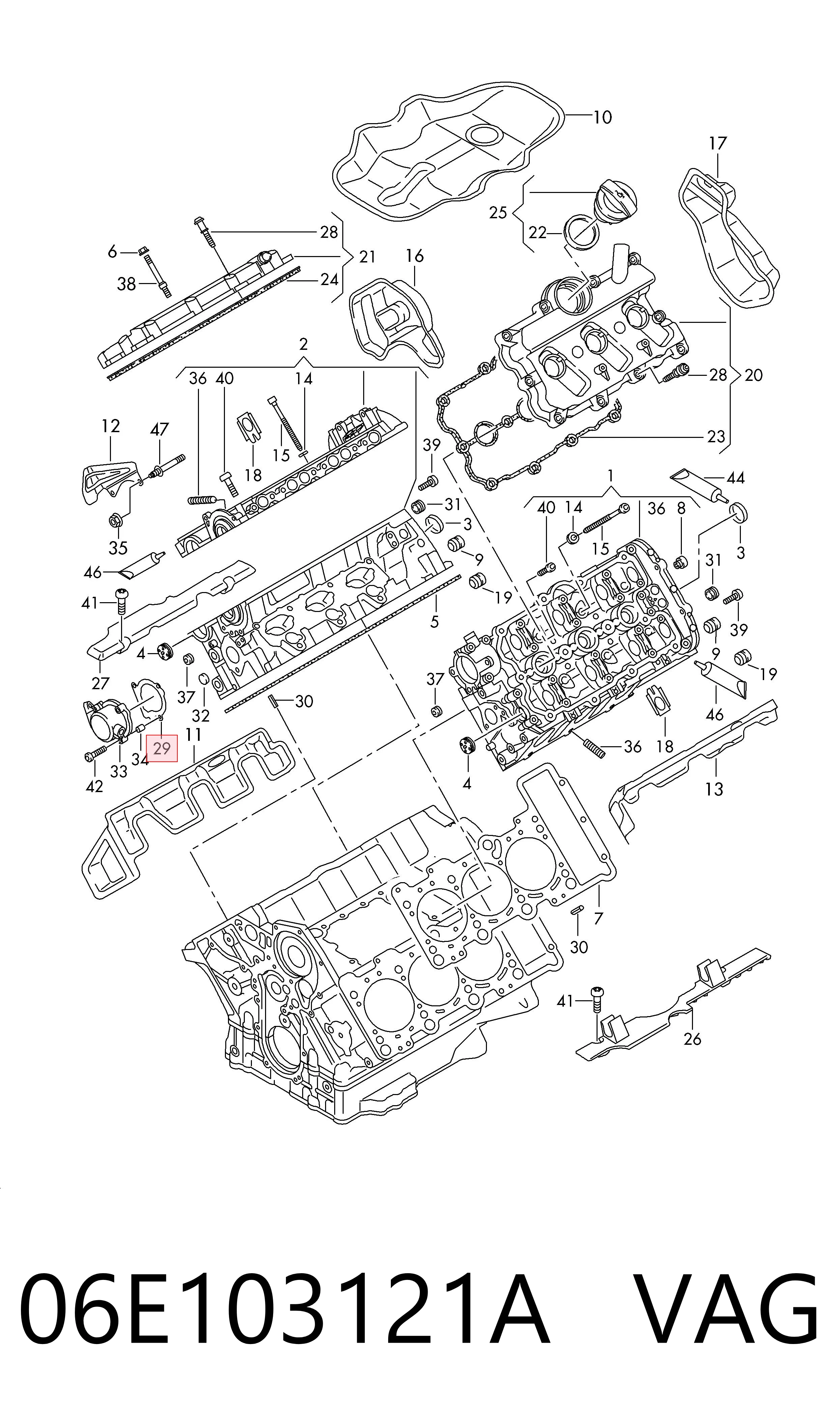 06E103121A VAG Vedante de tampa de válvulas de motor