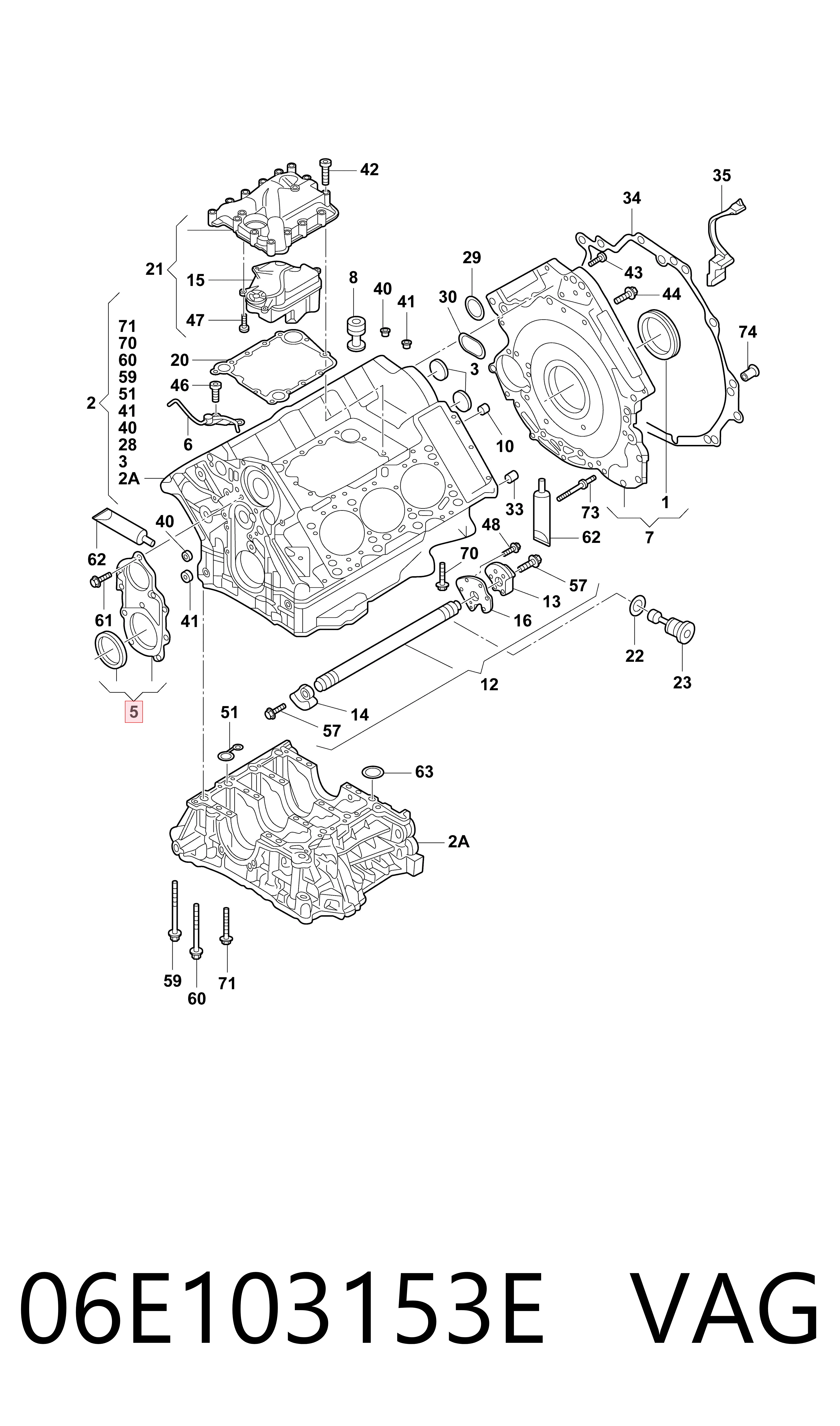 06E103153E VAG Tampa de motor dianteira