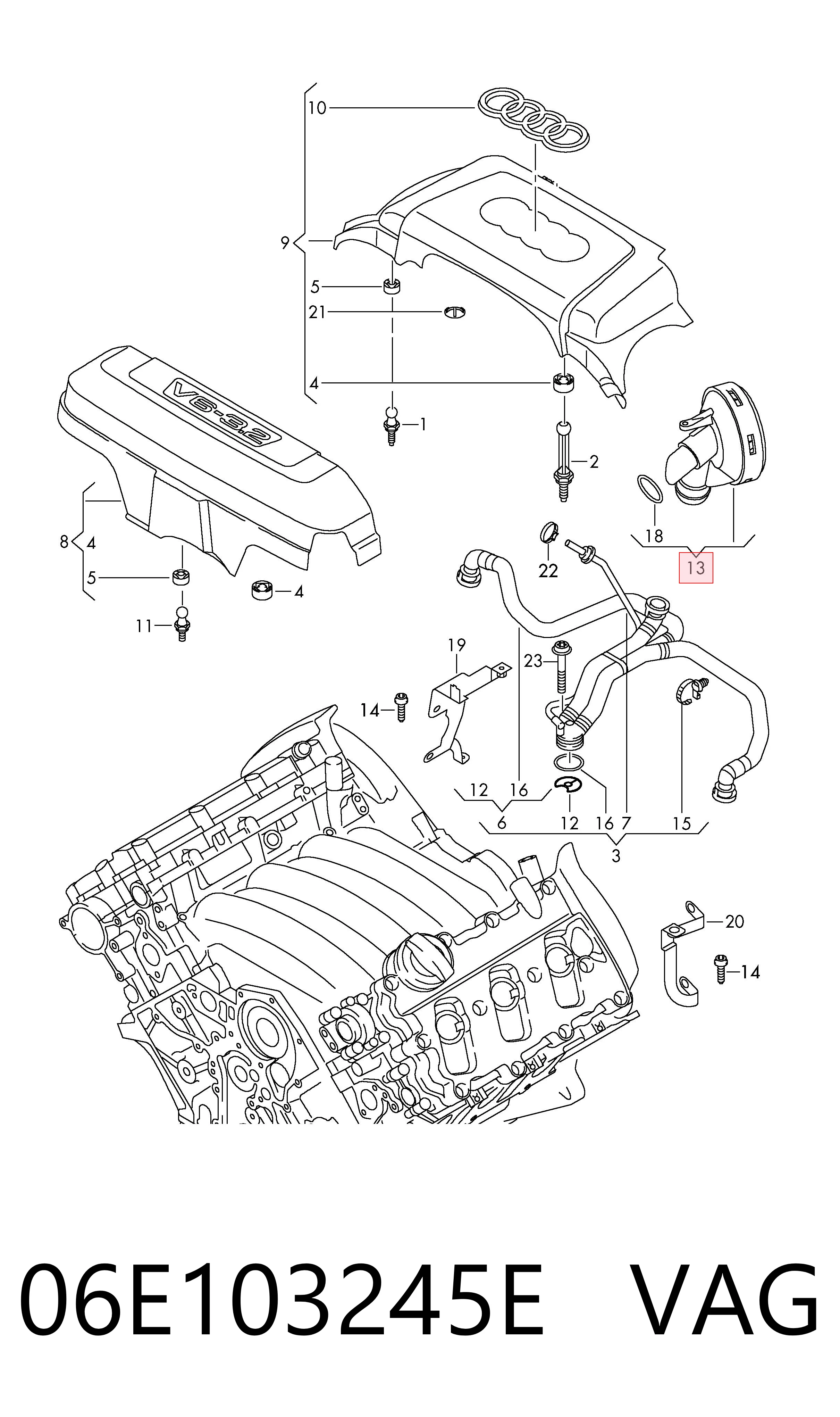 06E103245E VAG Válvula PCV de ventilação dos gases de cárter