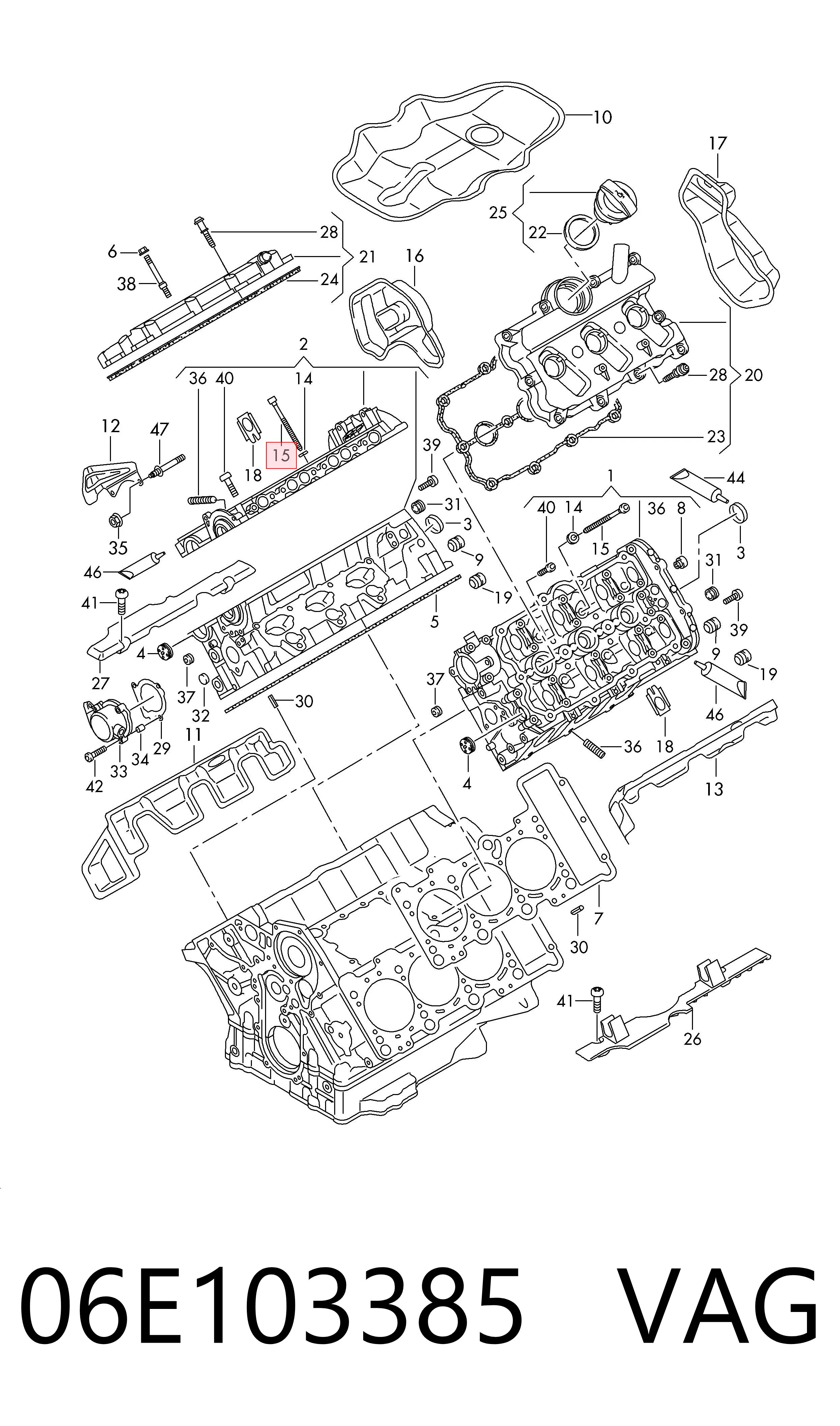 06E103385 VAG Parafuso de cabeça de motor (CBC)