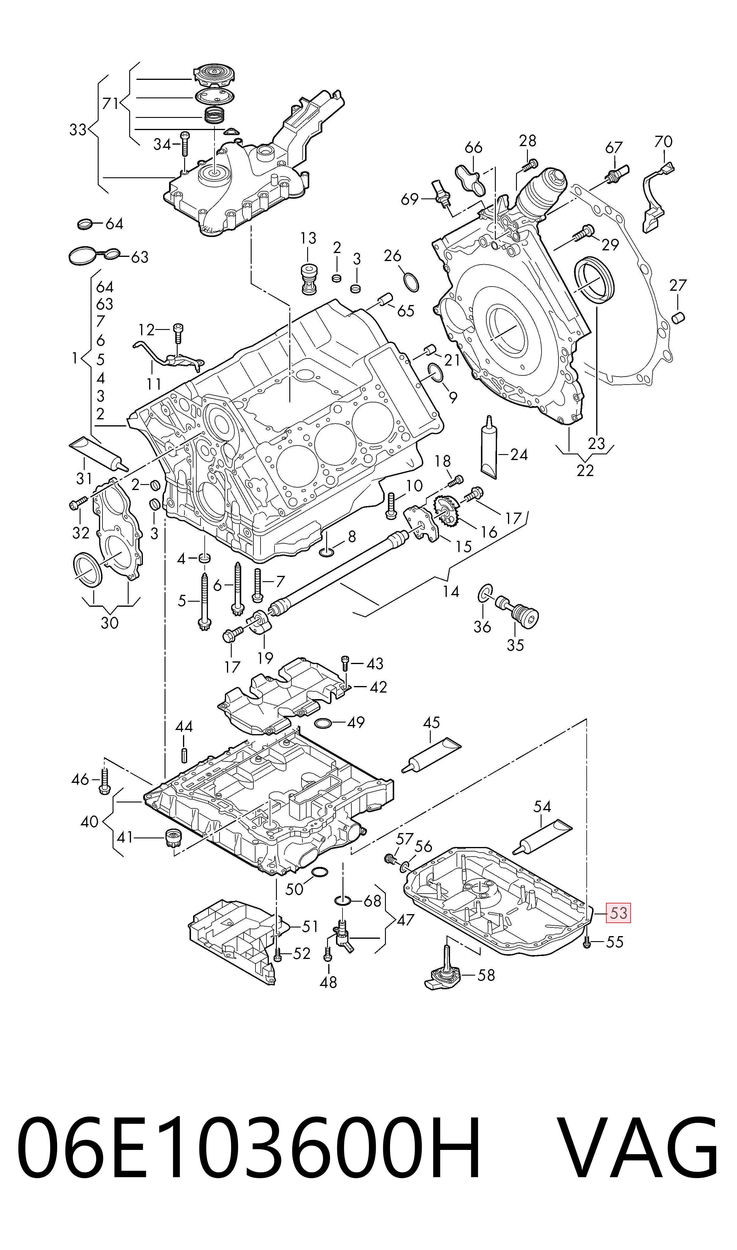 Panela de óleo de cárter do motor, parte inferior VAG 06E103600H preço, a partir de 285,13 USD